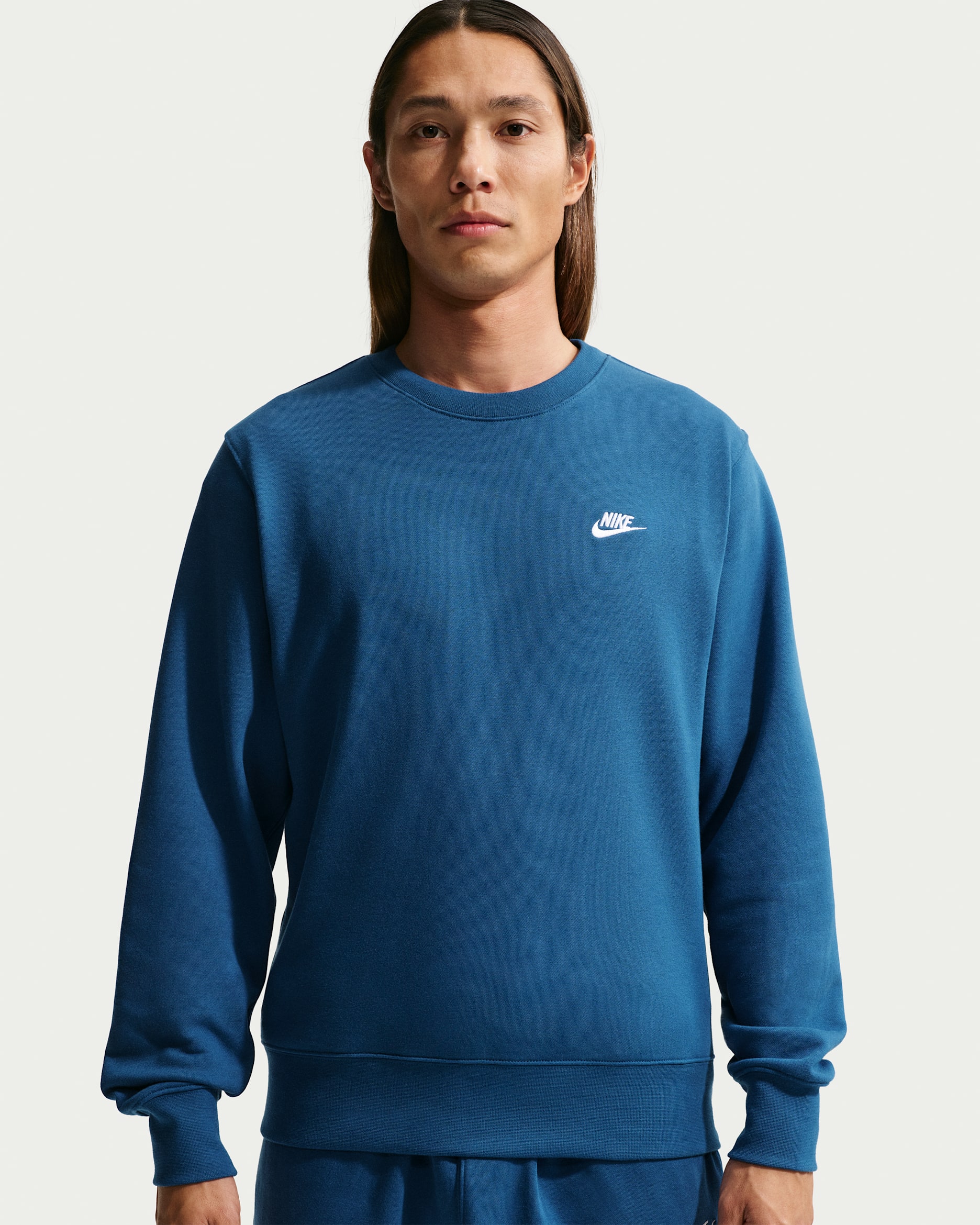 Nike Club Men's French Terry Crew - Court Blue/White