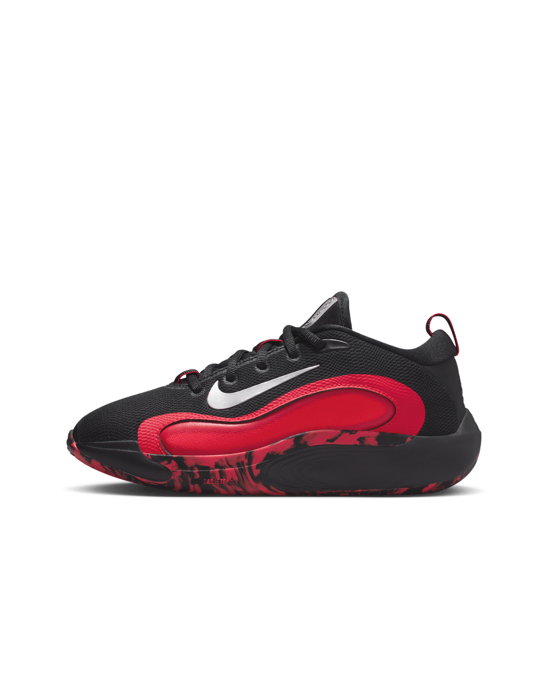 Nike IsoFly Older Kids' Basketball Shoes - Black/University Red/Light Crimson/Metallic Silver
