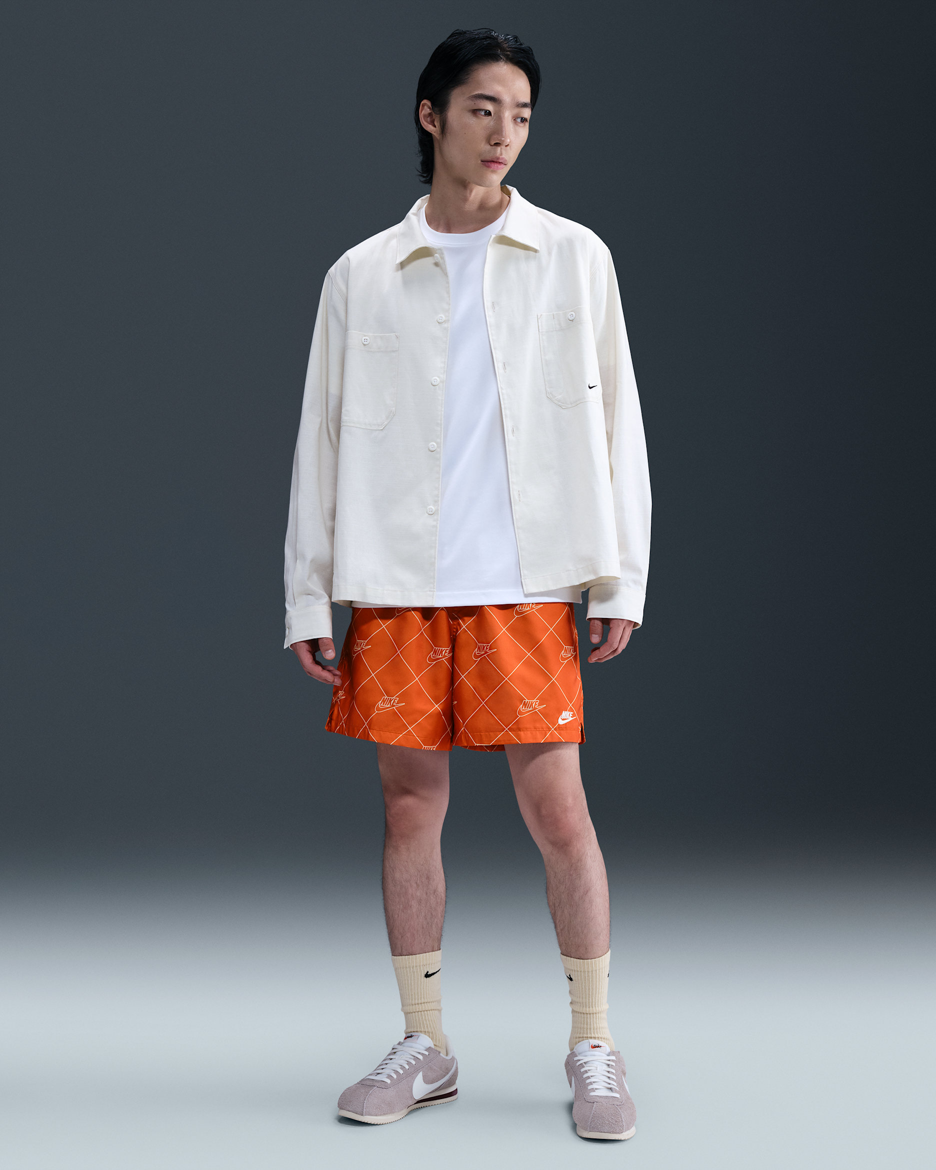 Nike Sportswear Club Men's Woven Flow Shorts - Campfire Orange/Campfire Orange/White
