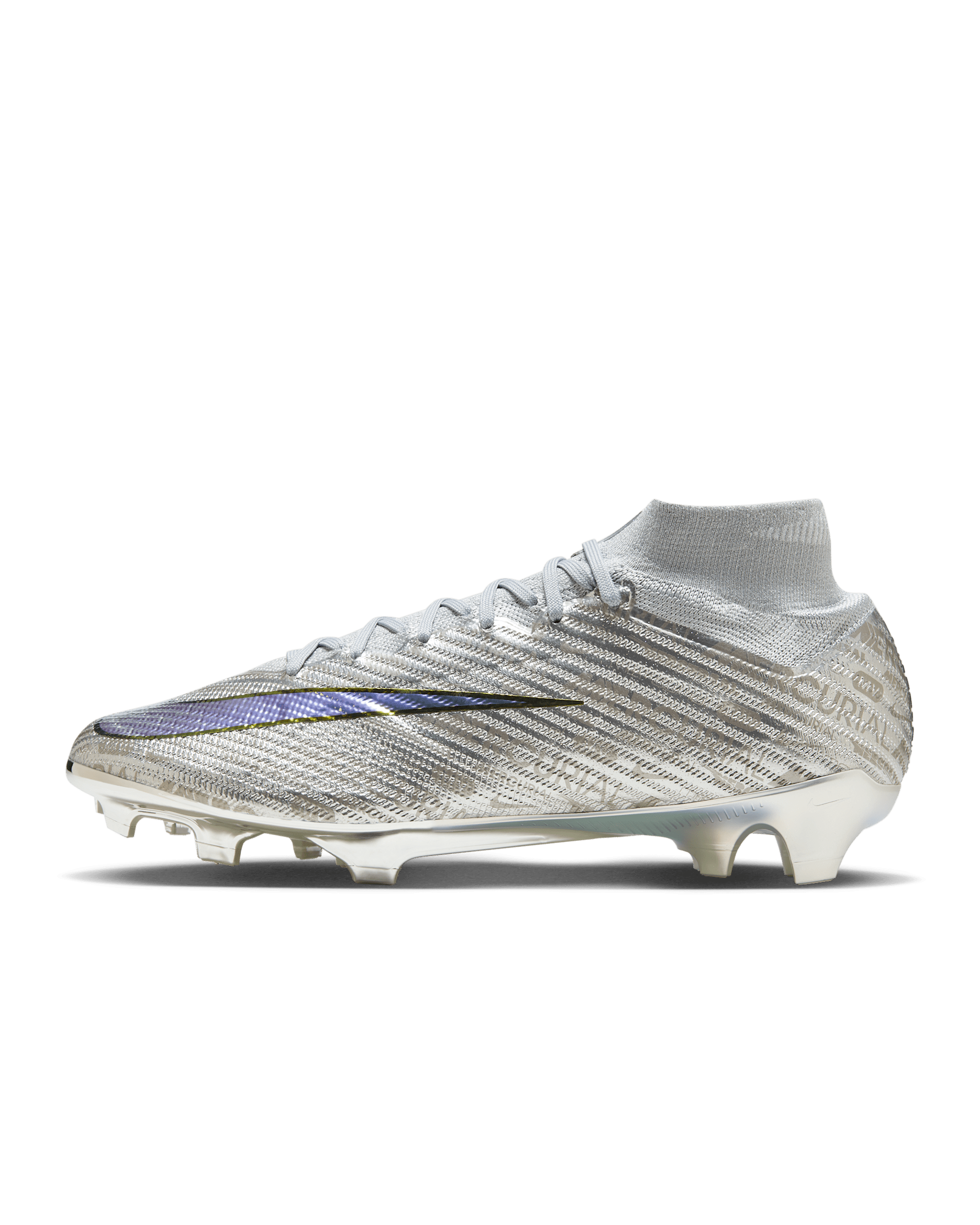 Nike Zoom Mercurial Superfly 9 Elite XXV SE FG 天然偏硬草地足球釘鞋 - Metallic Silver/Wolf Grey/Pure Platinum/黑色