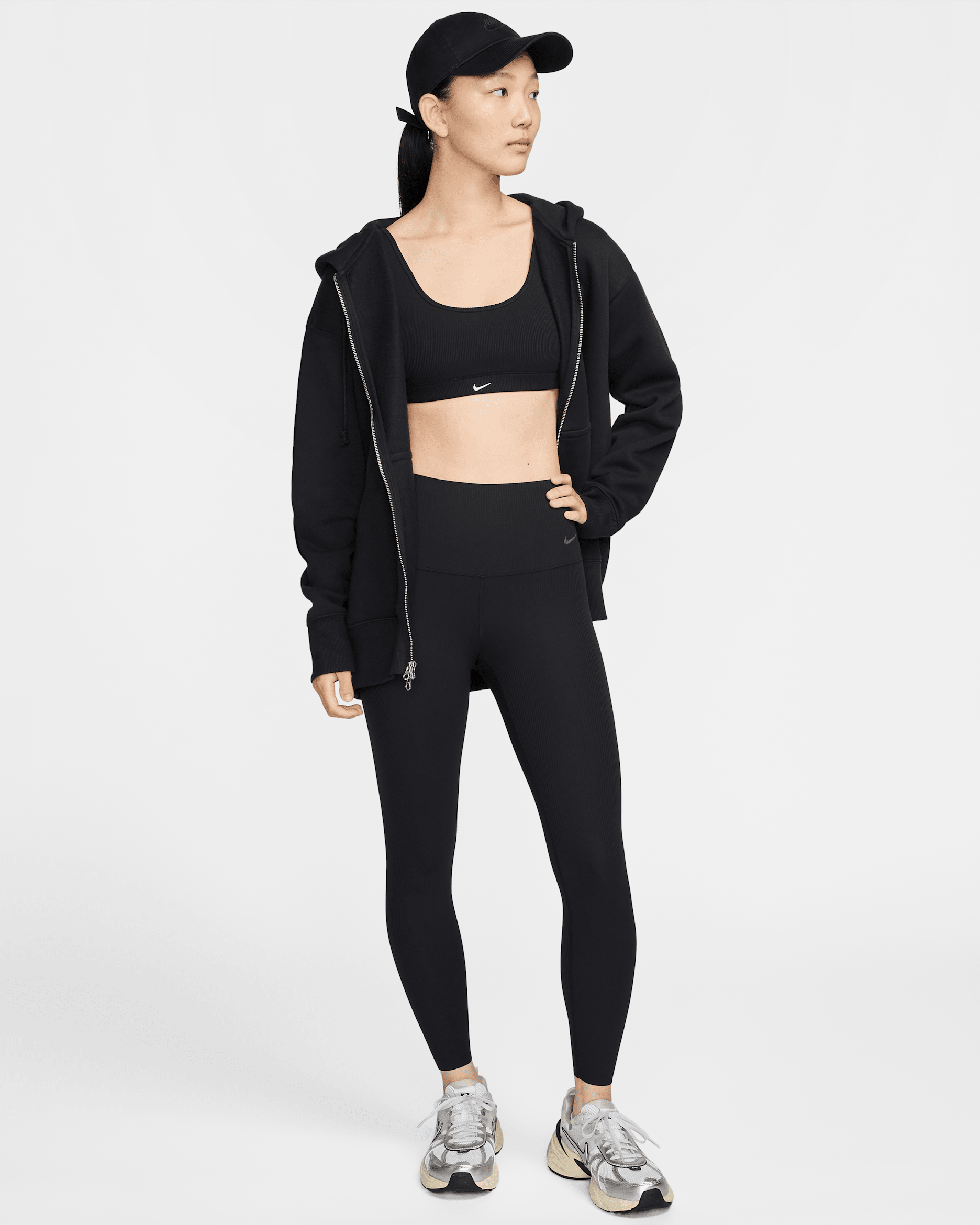Nike Zenvy Rib Women's High-Waisted 7/8 Leggings - Black/Black