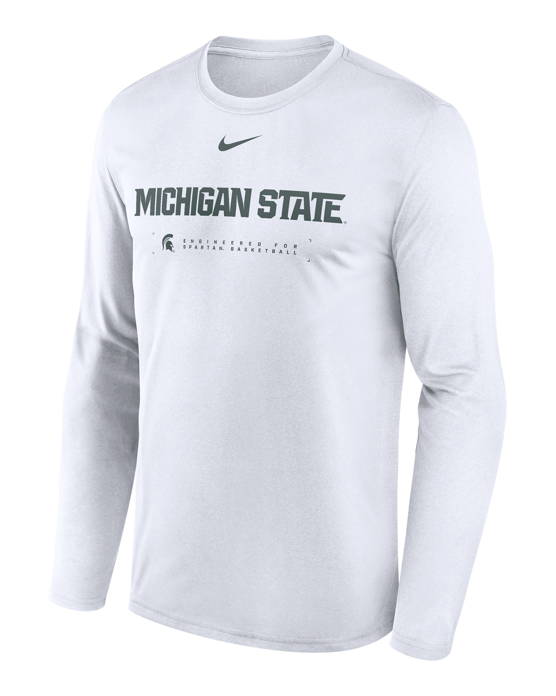 Michigan State Courtside Basketball Shootaround Legend Men's Nike Dri-FIT College Long-Sleeve T-Shirt - White