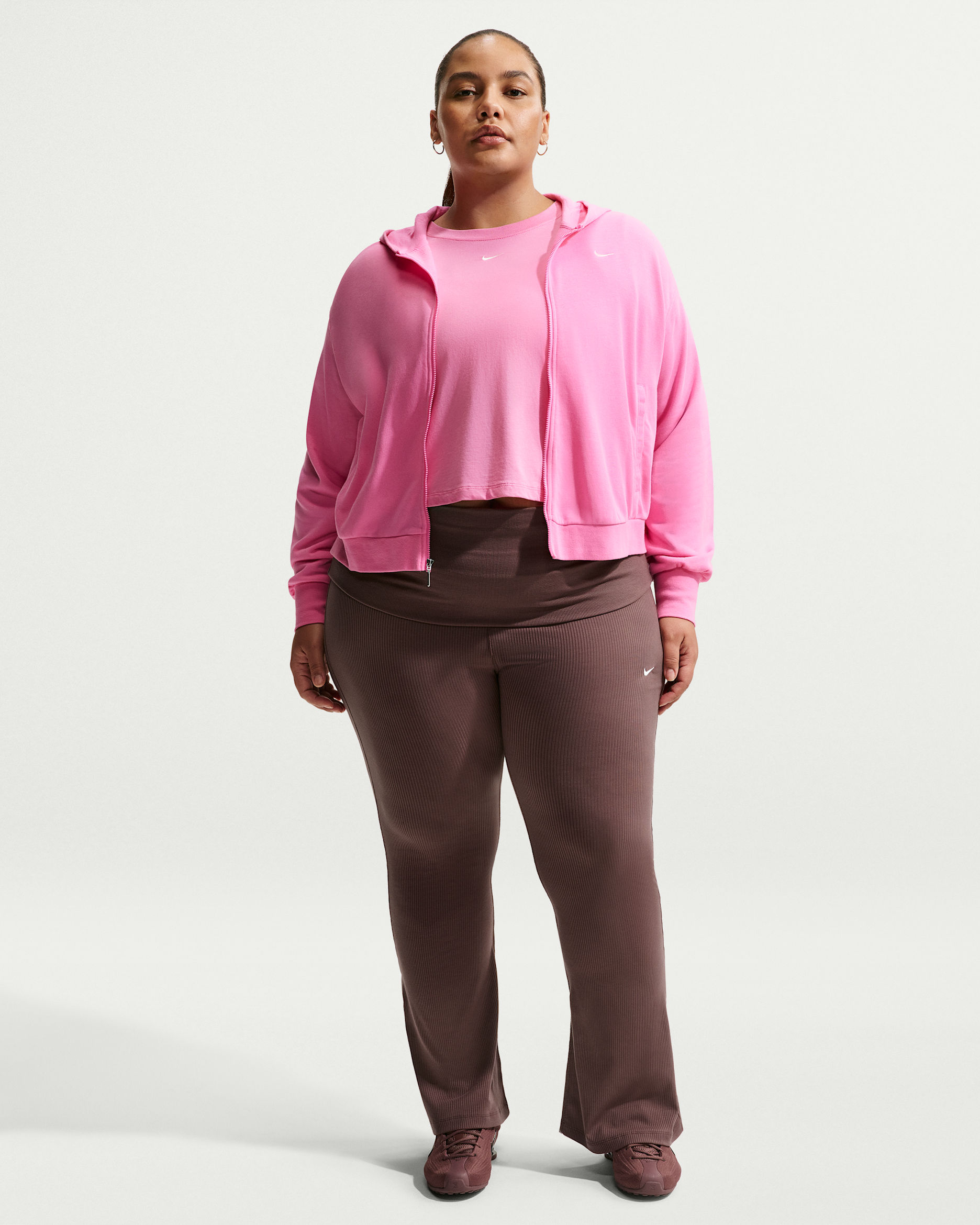 Nike Sportswear Chill Knit Women's Mid-Rise Tight Ribbed Pants (Plus Size) - Tattoo/Sail