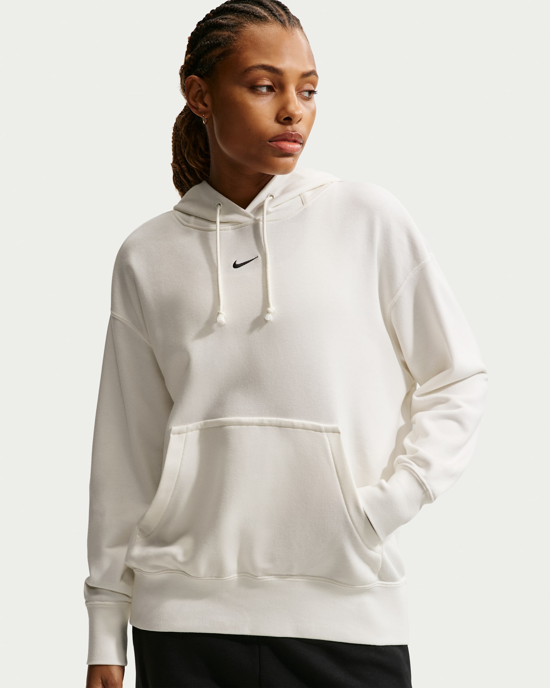 Nike Phoenix Fleece Women's Oversized Pullover Basketball Hoodie - Sail/Black