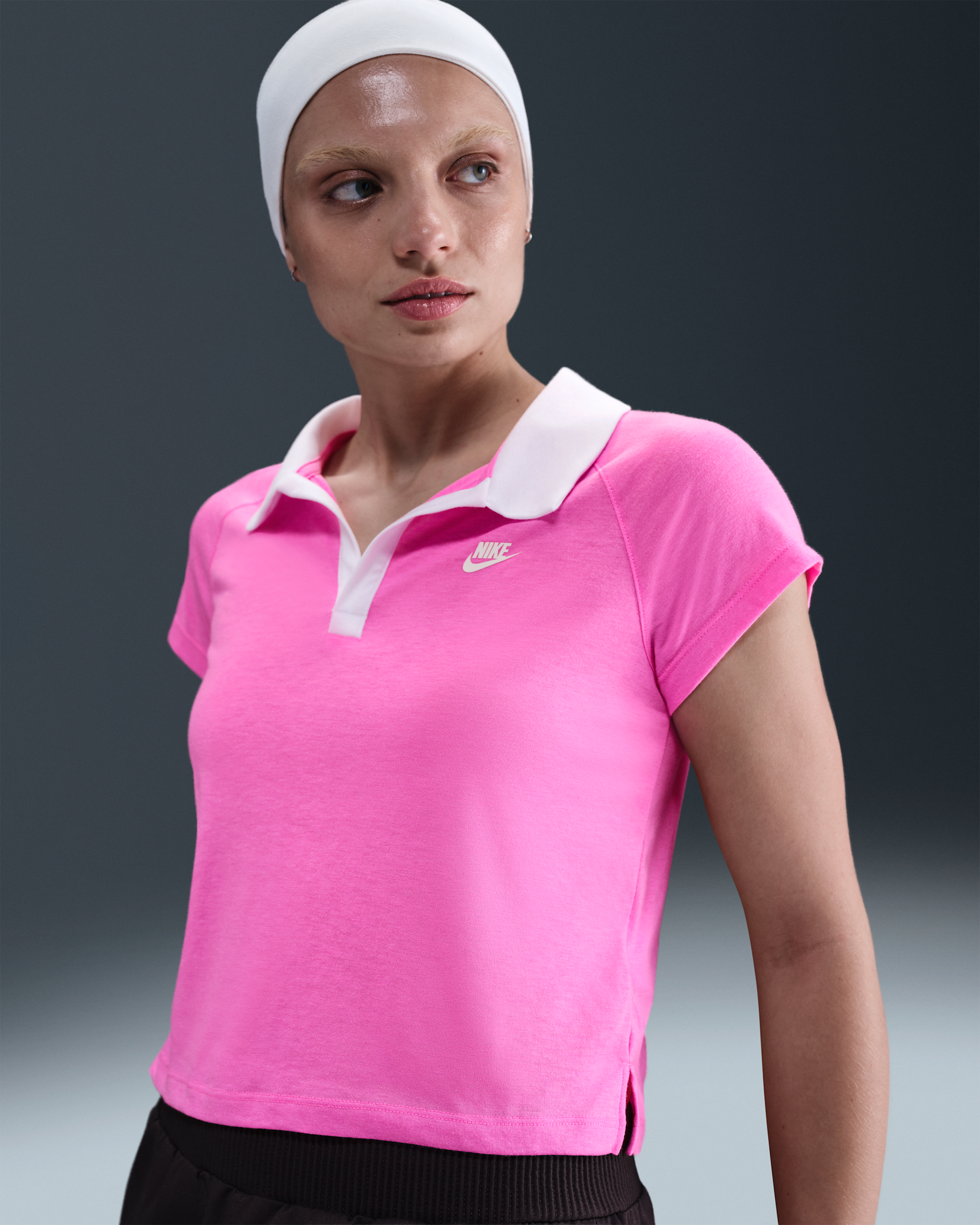 Nike Sportswear Women's Slim Retro Polo Top - Playful Pink/White/Sail