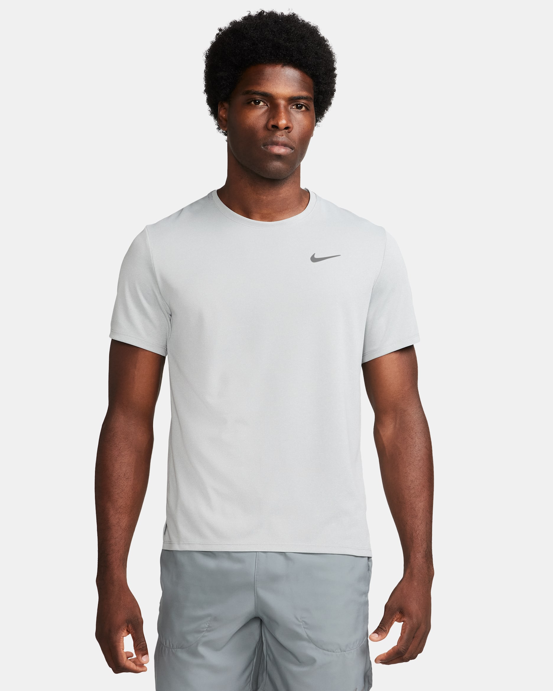 Nike Miler Men's Dri-FIT UV Short-Sleeve Running Top - Grey Fog/Particle Grey/Heather