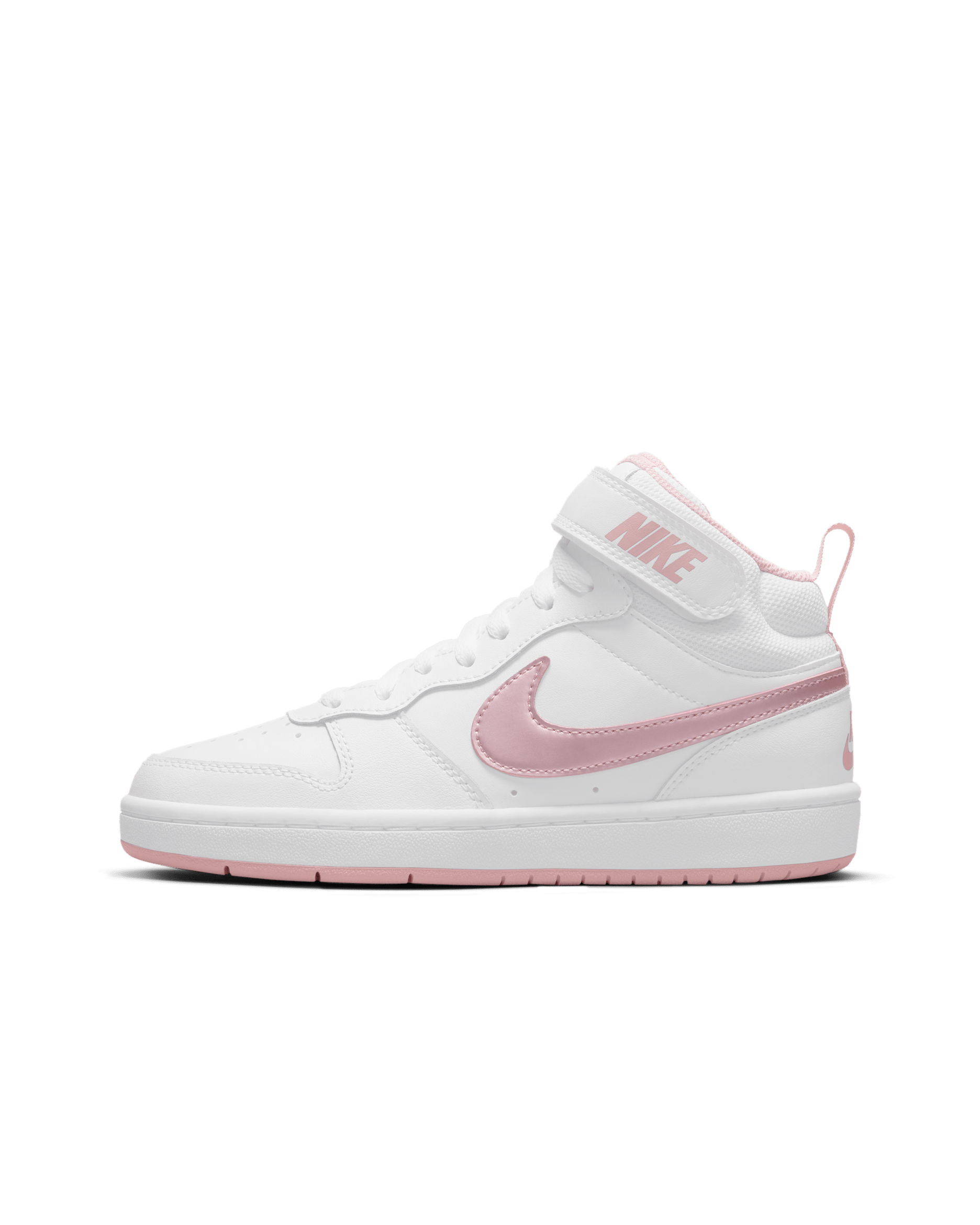 Tenis para niños grandes Nike Court Borough Mid 2 - Blanco/Rosa vidrio