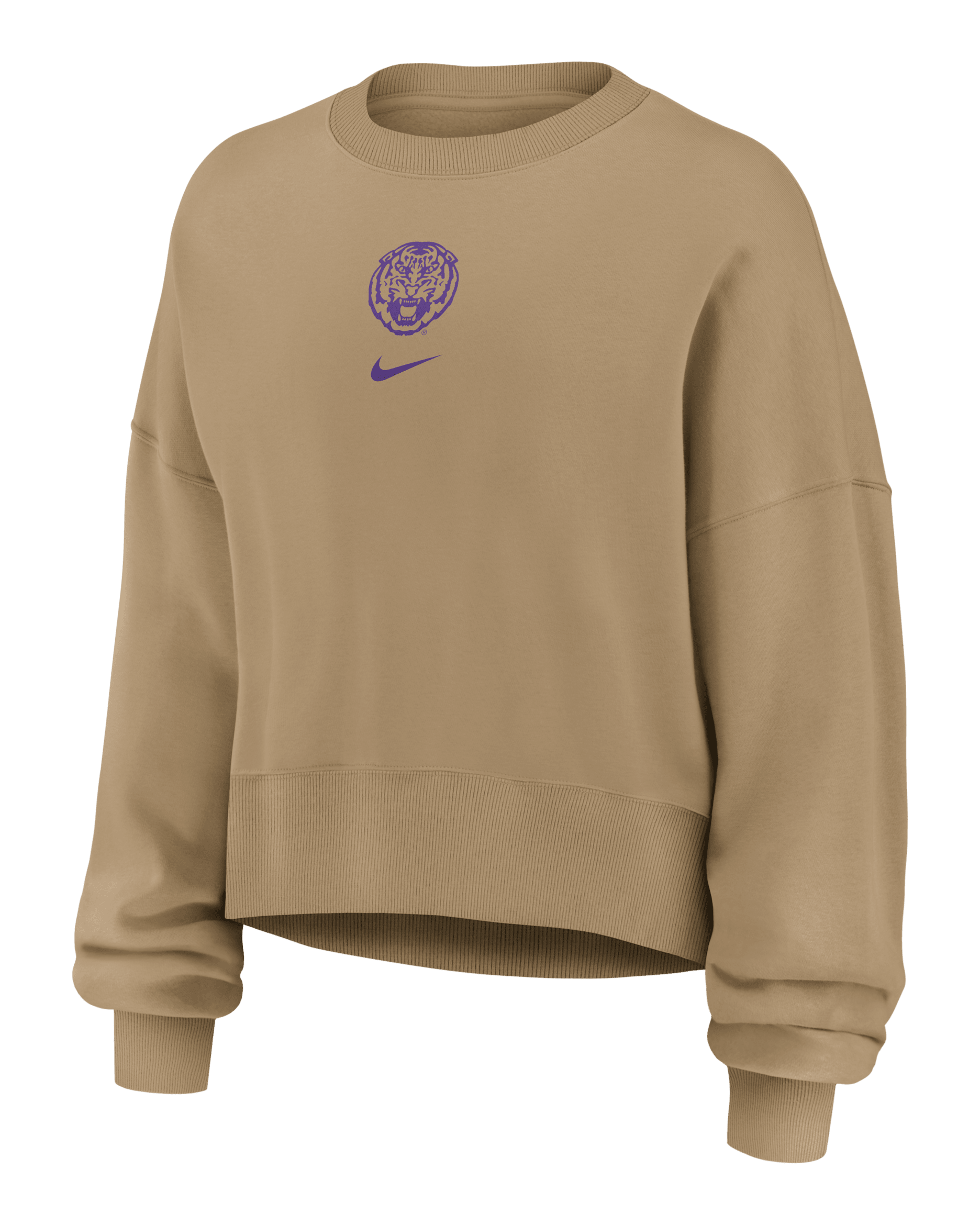 LSU Phoenix 2-Hit Women's Nike College Pullover Crew - Tan/Beige