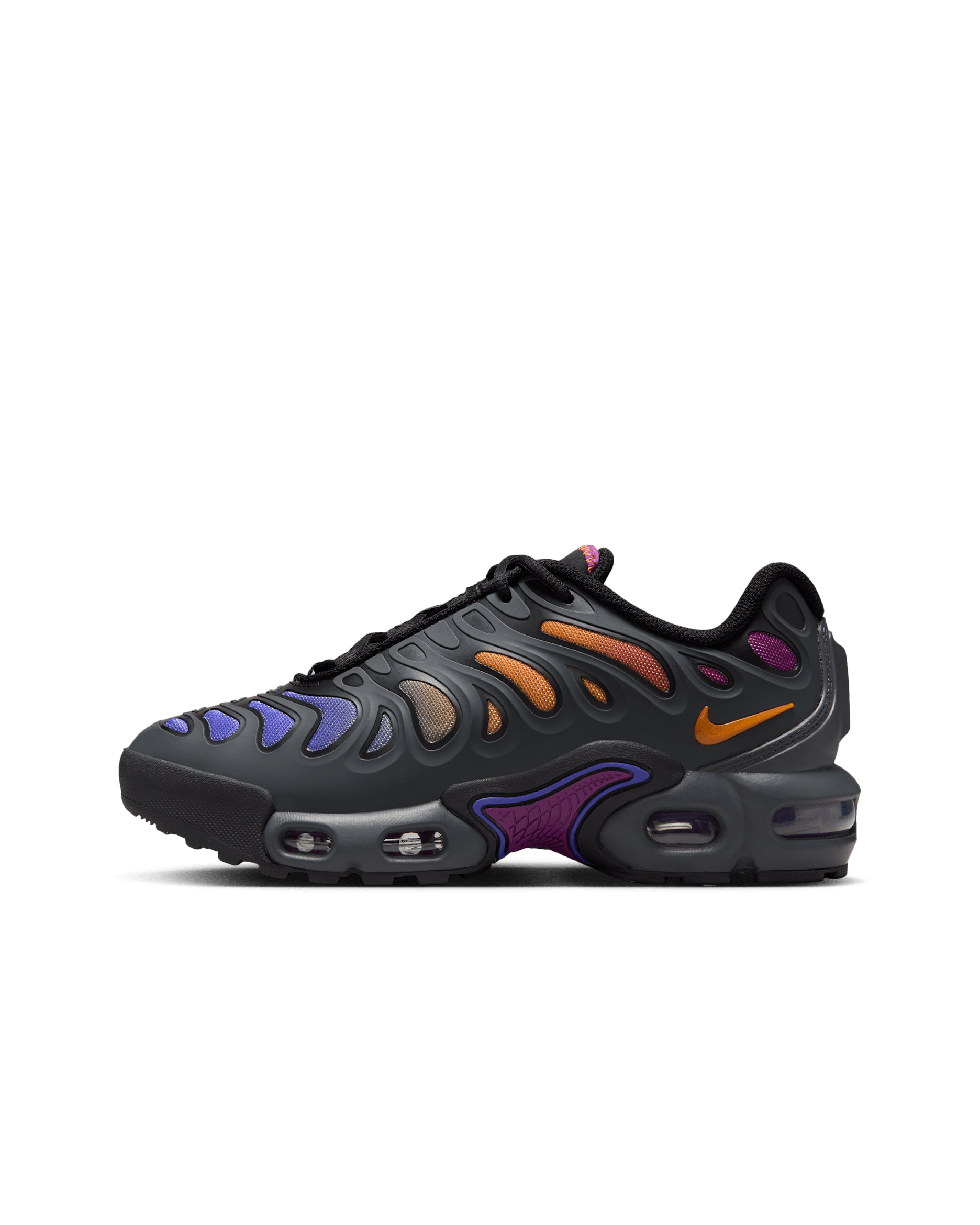 Tenis para niños grandes Nike Air Max Plus Drift - Antracita/Negro/Violeta viotech/Monarca