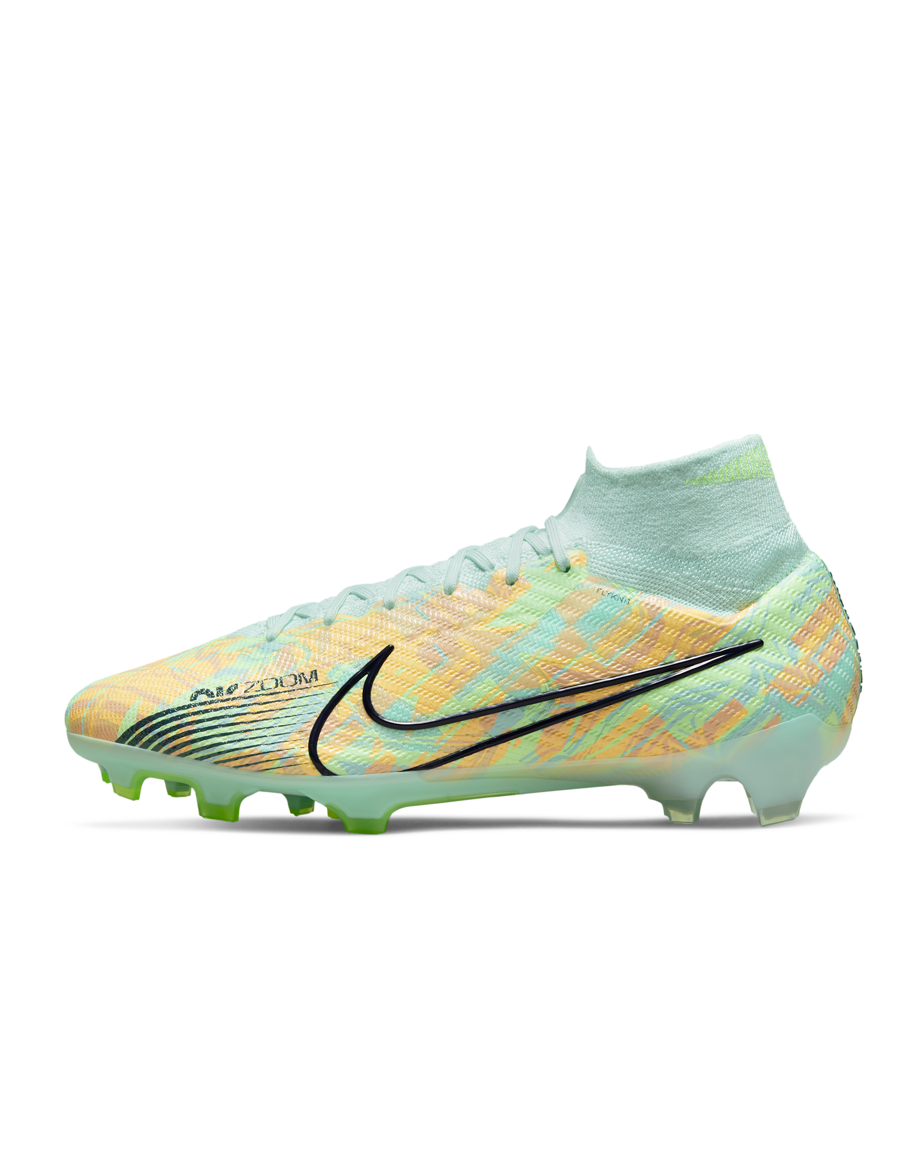 Nike Mercurial Superfly 9 Elite Firm-Ground High-Top Football Boot - Barely Green/Total Orange/Ghost Green/Blackened Blue