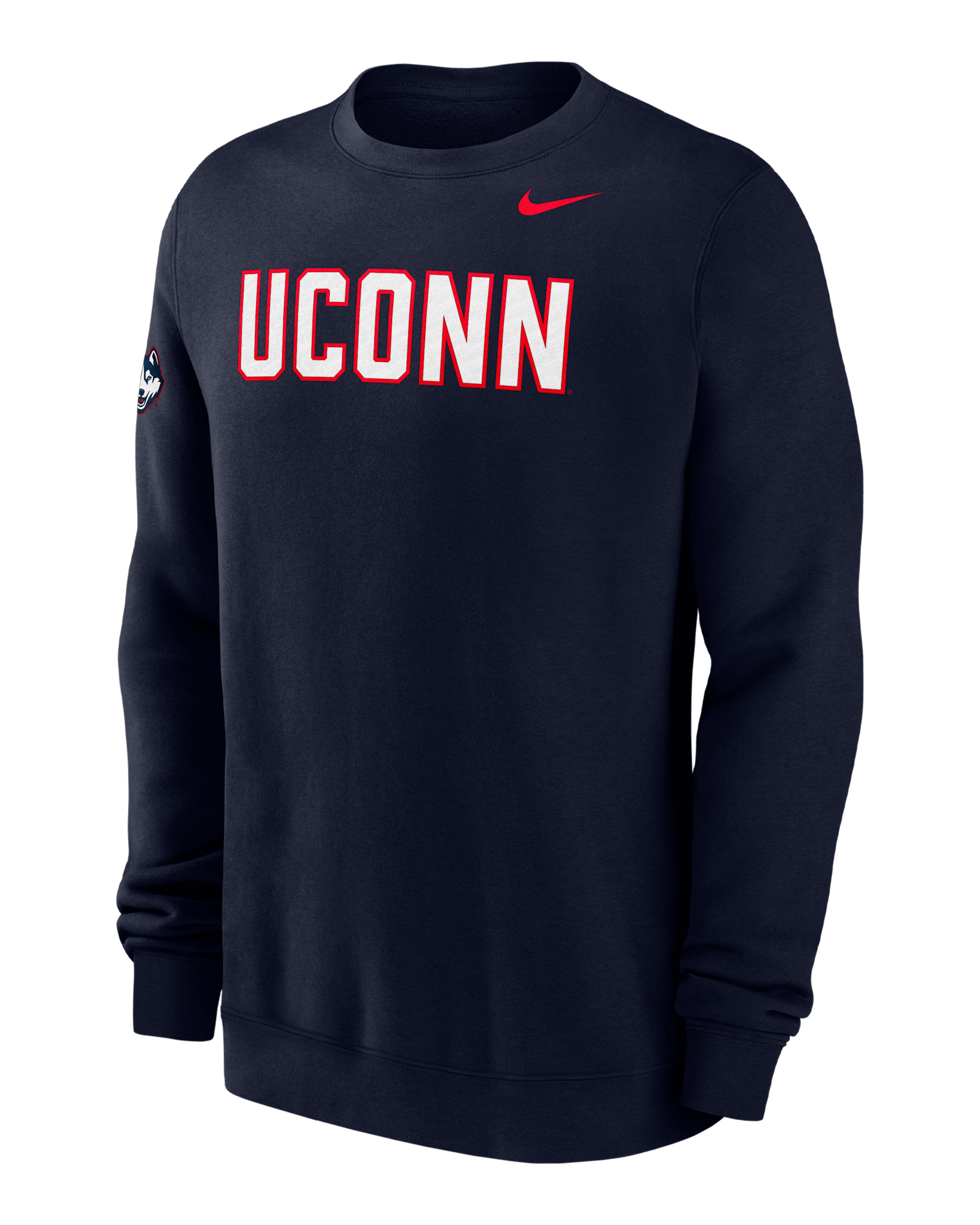 UConn Club Fleece Men's Nike College Crew-Neck Sweatshirt - College Navy