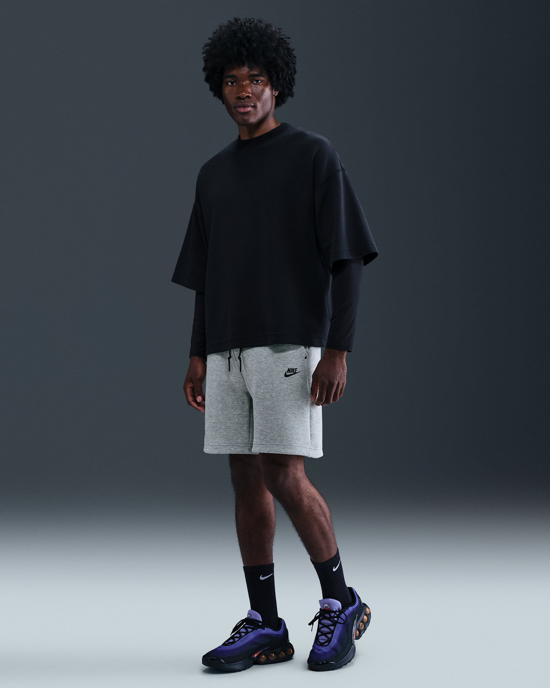 Nike Tech Men's Fleece Shorts - Dark Grey Heather/Black