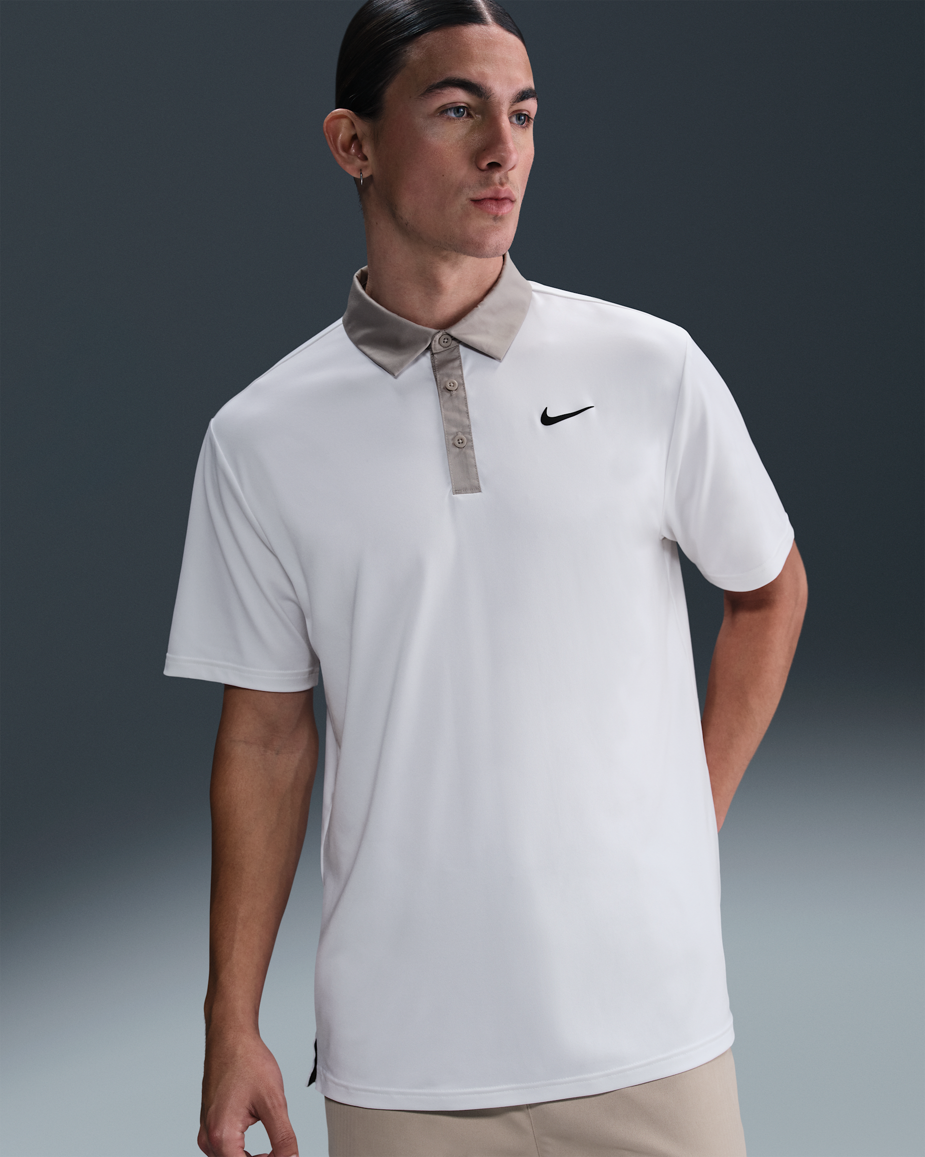 Ανδρική μπλούζα πόλο για γκολφ Dri-FIT Nike Tour - Λευκό/College Grey/Μαύρο