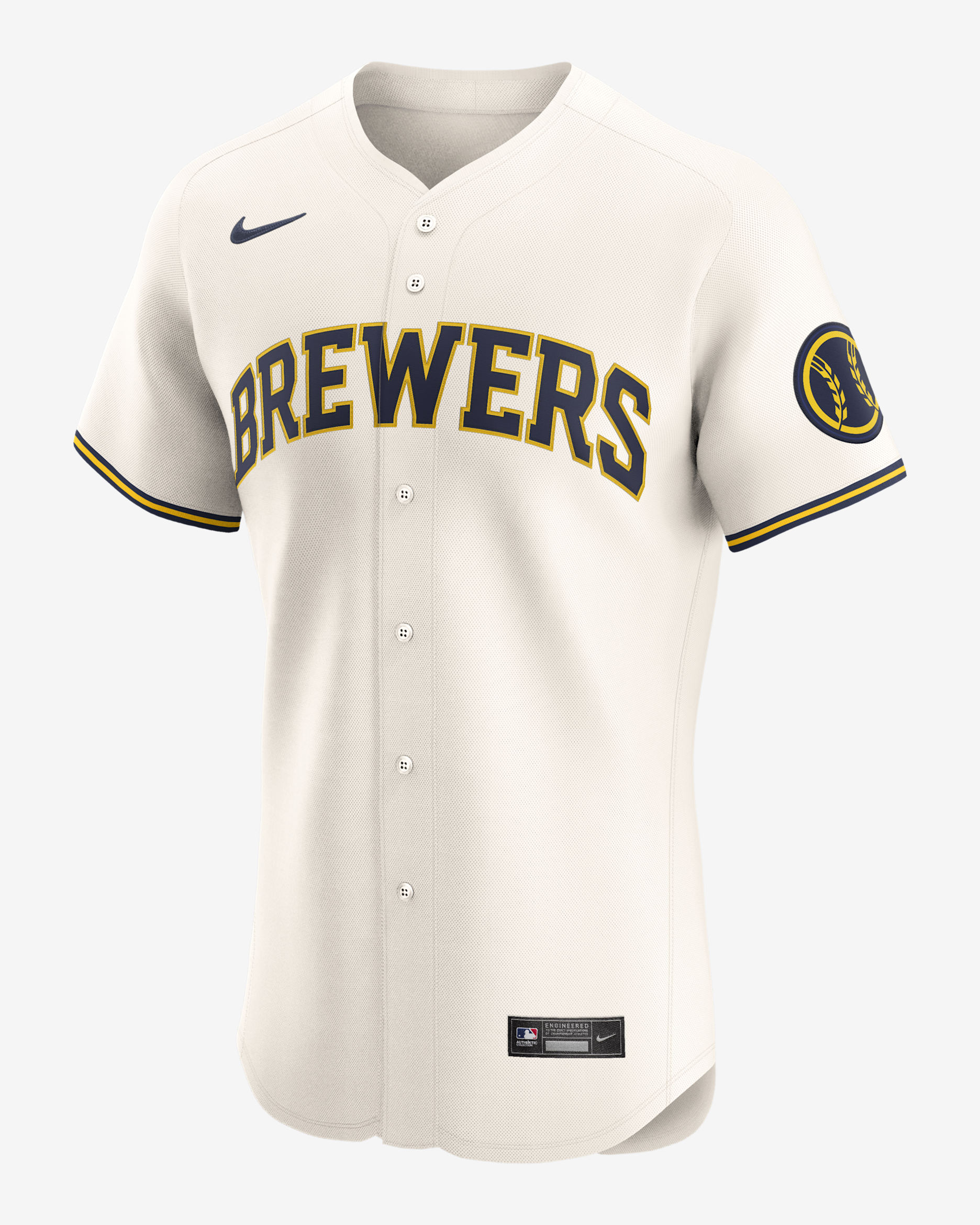 Jersey Nike Dri-FIT ADV de la MLB Elite para hombre Milwaukee Brewers - Crema