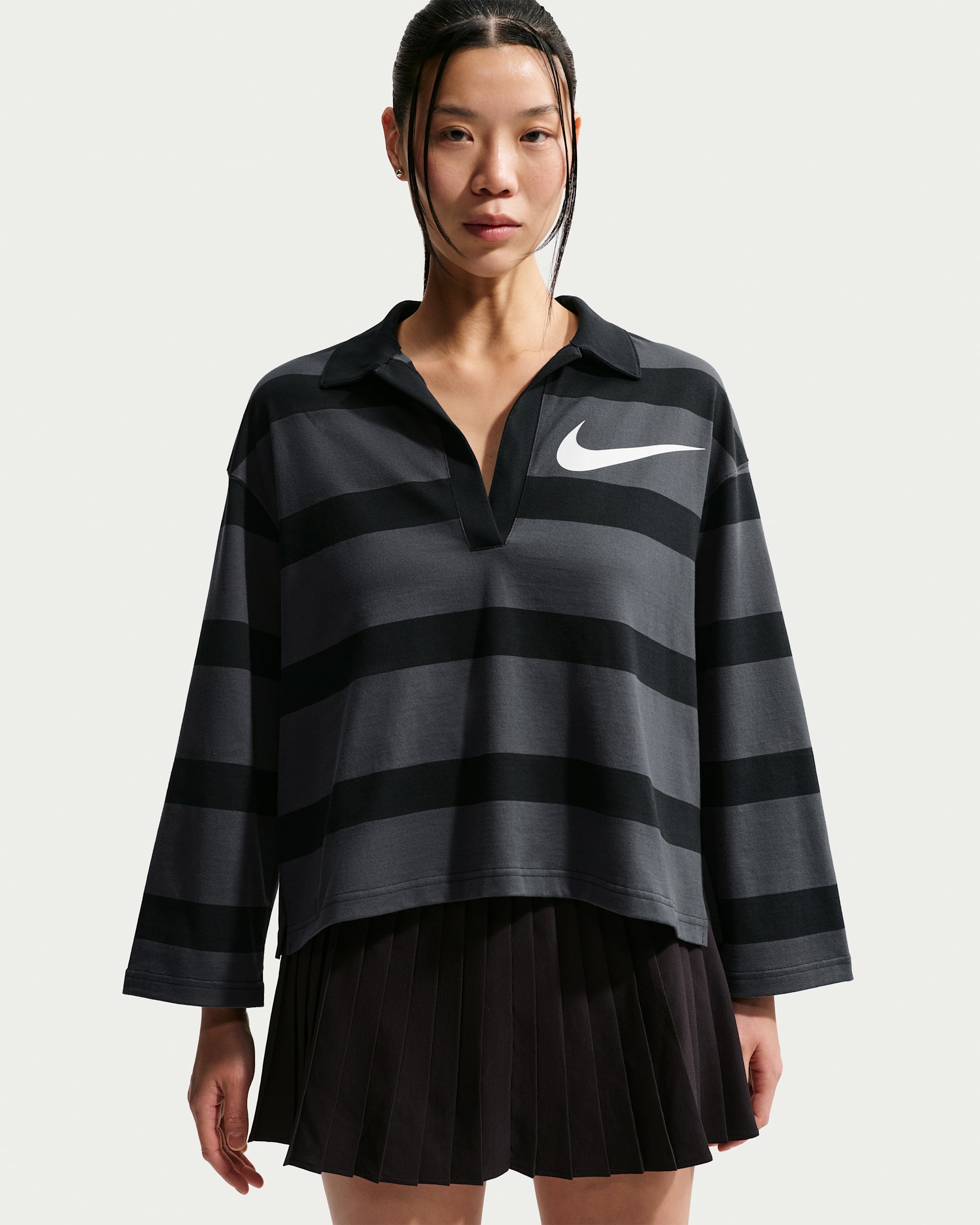 ナイキ スポーツウェア ウィメンズ オーバーサイズド トップス - ダークスモークグレー/ブラック/セイル