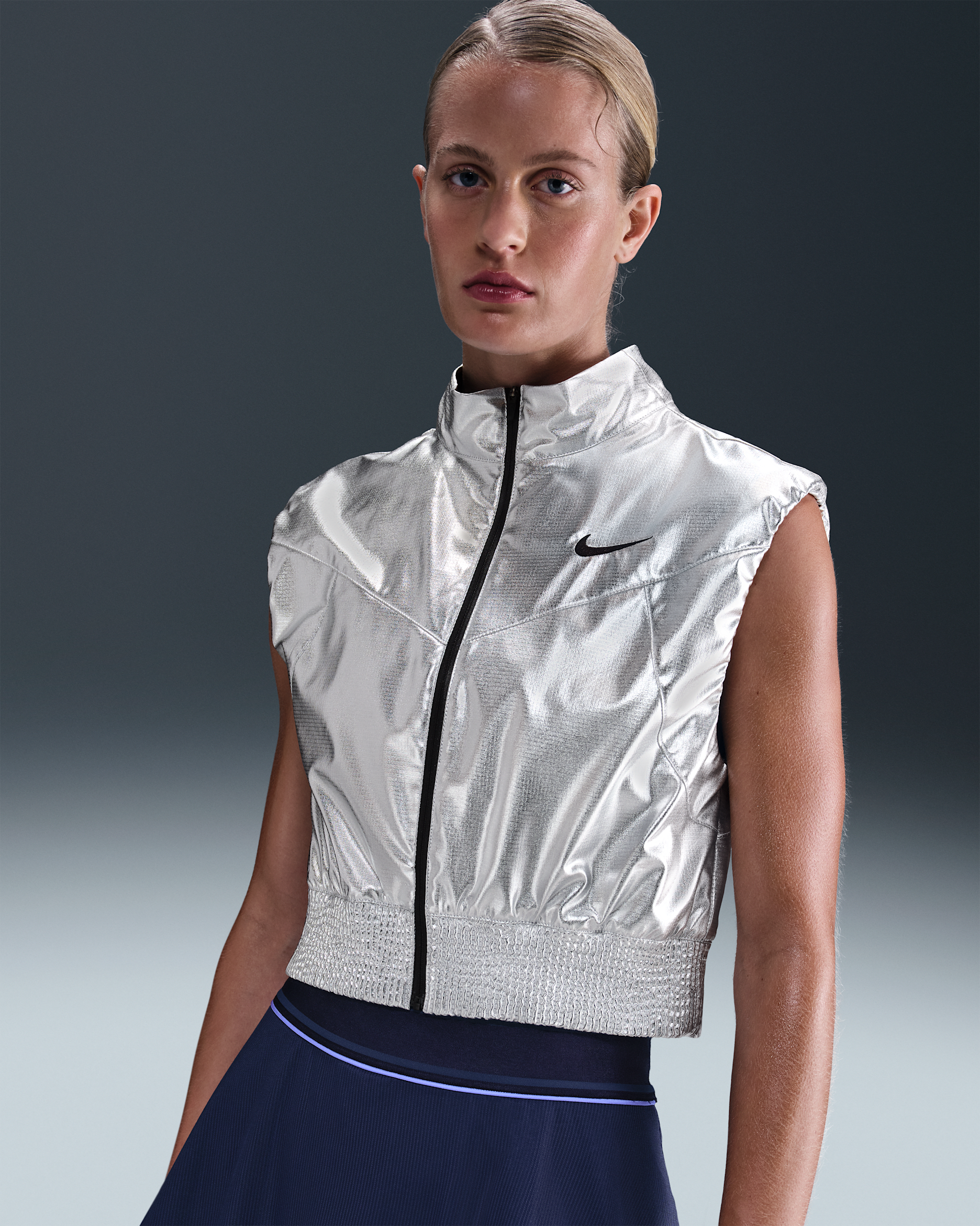 NikeCourt Slam Women's Tennis Vest - Metallic Silver/Black