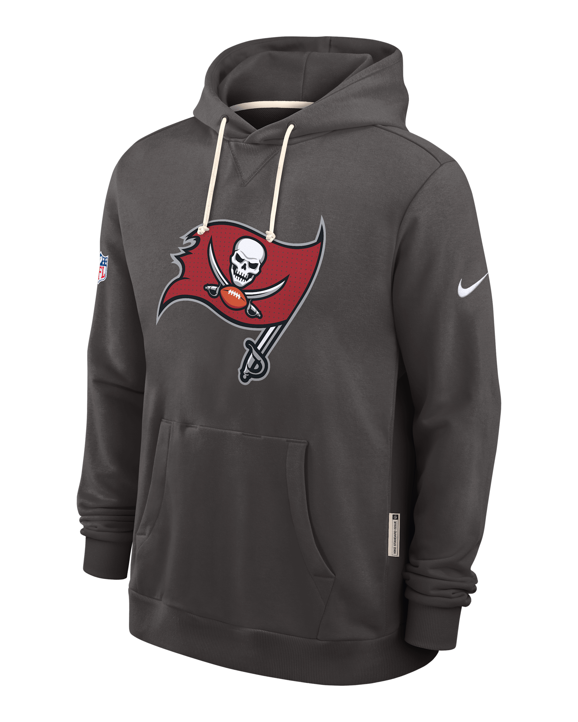 Tampa Bay Buccaneers Initial Home Sideline Men's Nike Dri-FIT NFL Pullover Hoodie - Pewter