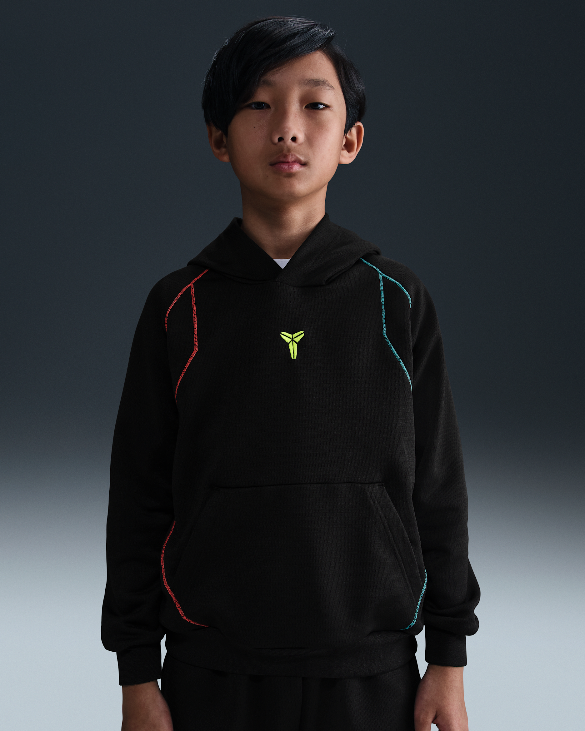 Kobe Older Kids' Therma-FIT Pullover Hoodie - Black/Black/Volt