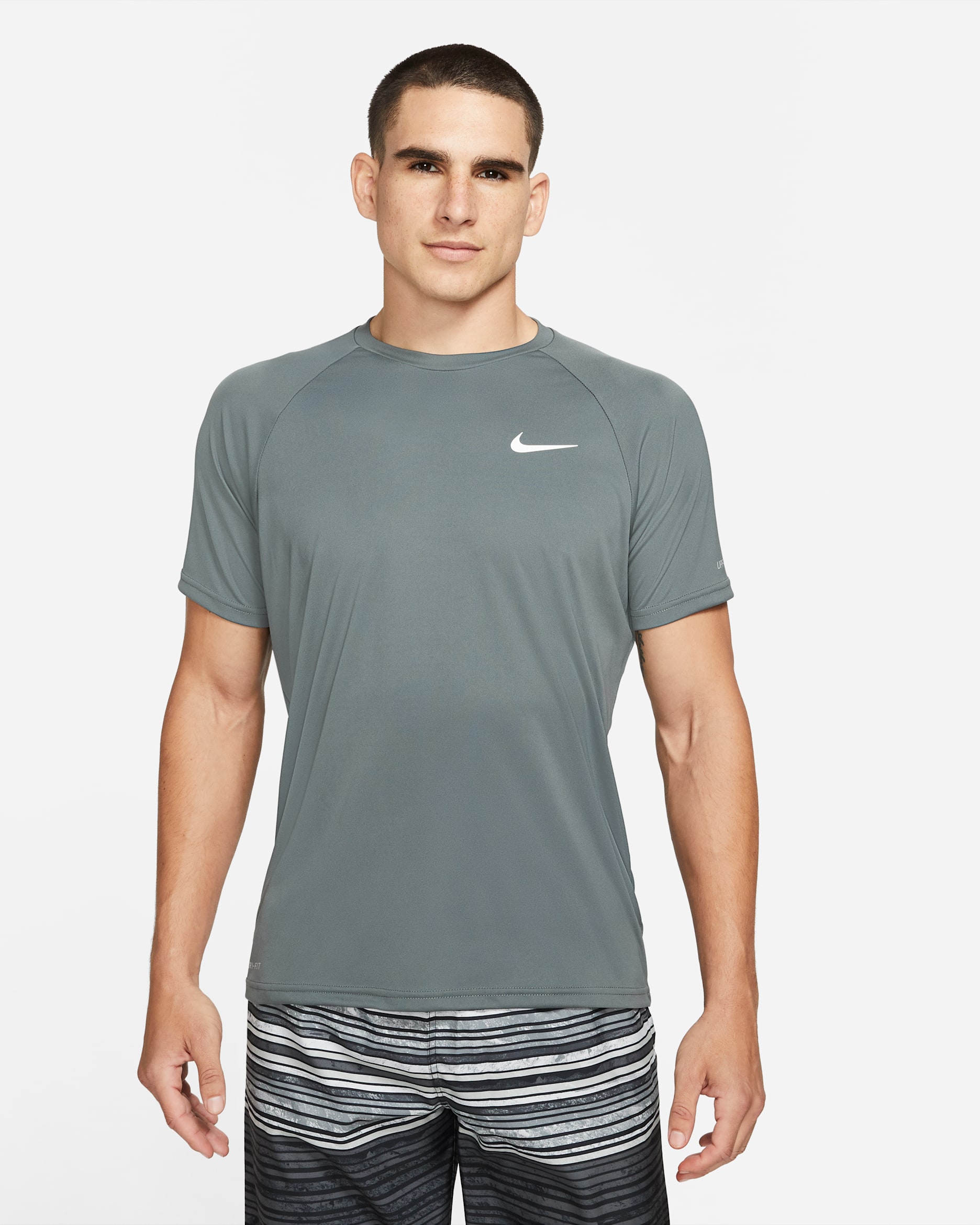 Nike Swim Hydroguard Essential Men's Dri-FIT UV Short Sleeve Top - Iron Grey