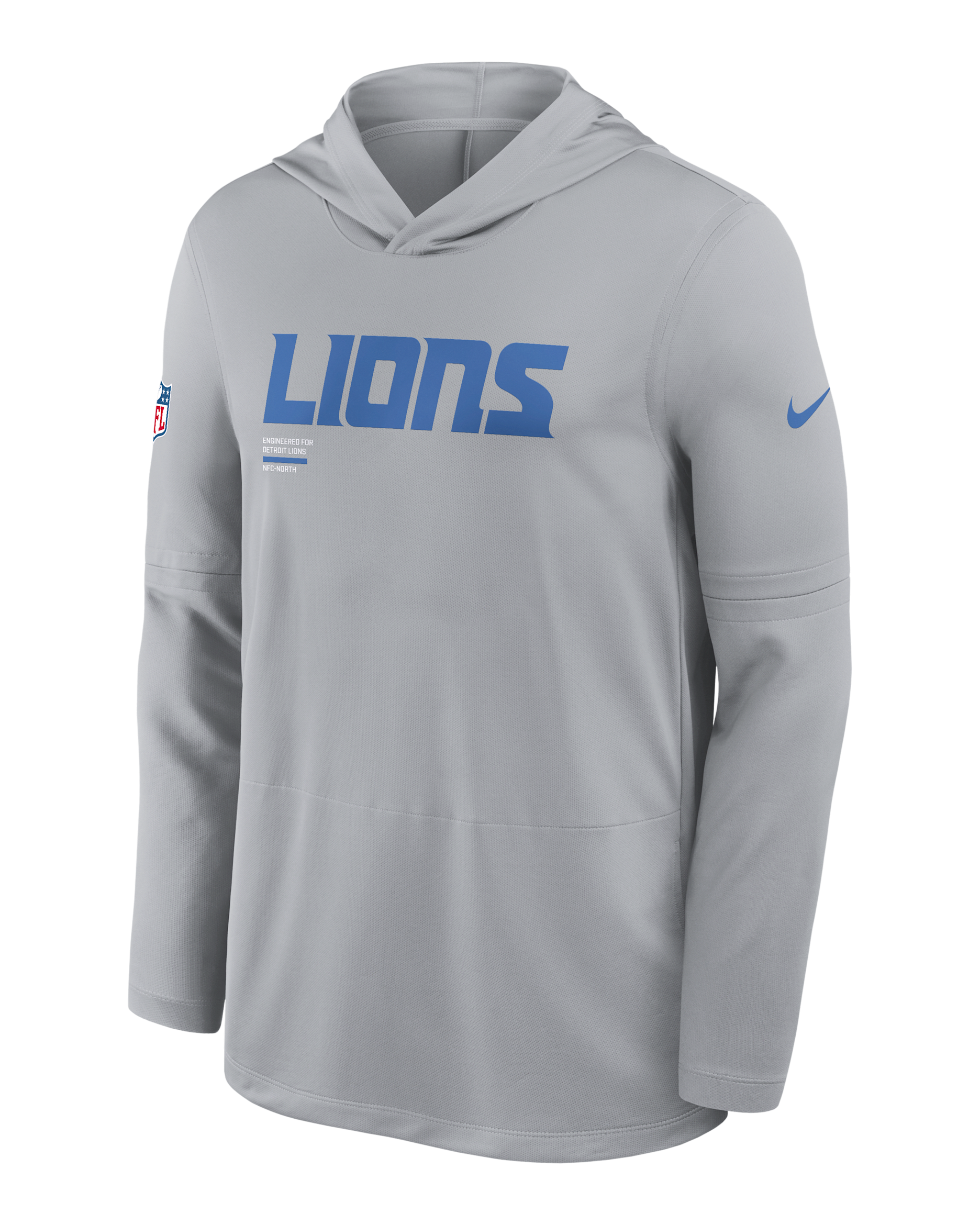 Playera de manga larga Nike Dri-FIT de la NFL con gorro para hombre Detroit Lions Pure Fury Sideline - Gris
