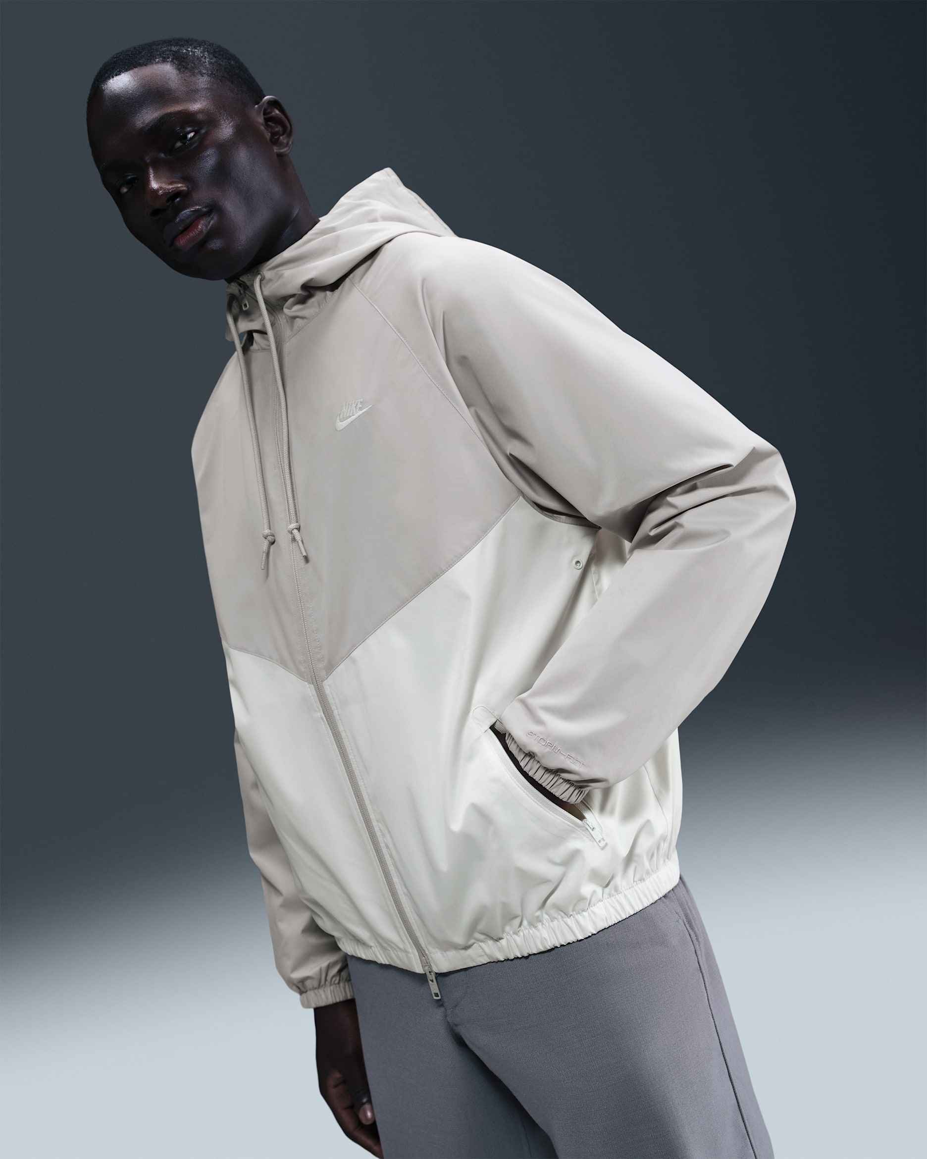 Nike Windrunner Men's Lined Jacket - Light Iron Ore/Sail/Sail