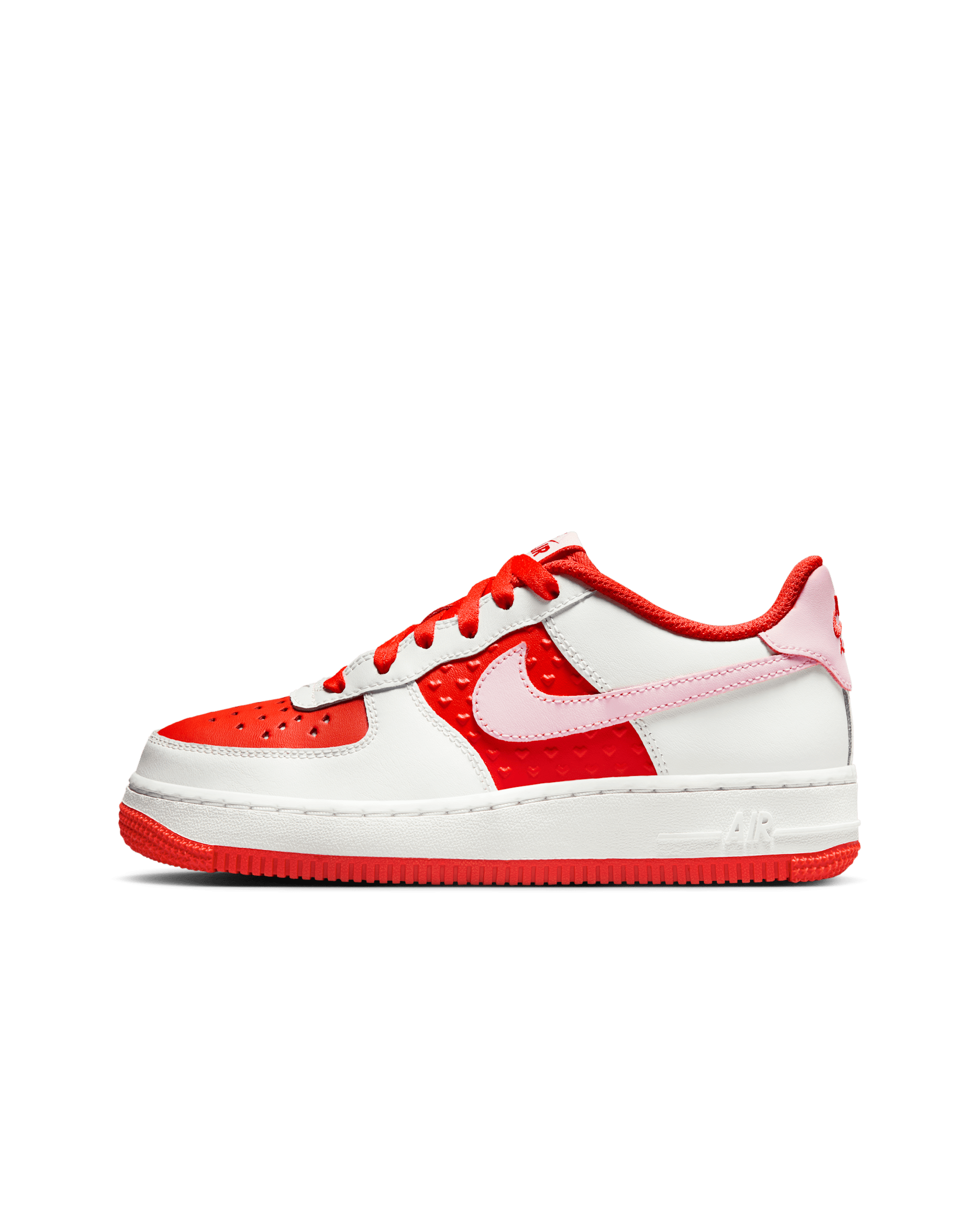 Nike Air Force 1 Older Kids' Shoes - Summit White/Light Crimson/Fire Red/Pink Foam
