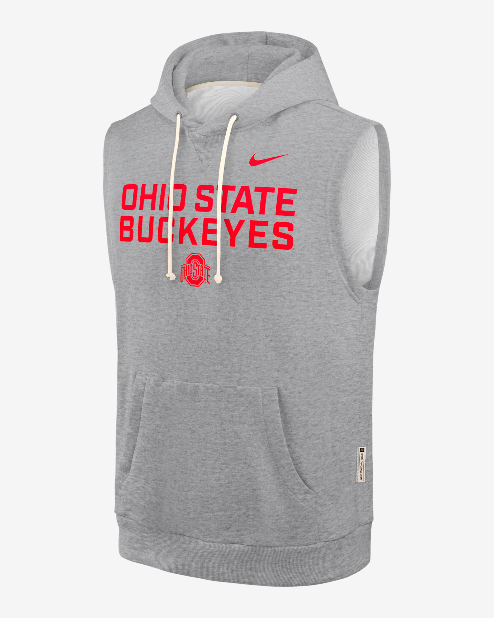 Ohio State Sideline Men's Nike Dri-FIT College Sleeveless Pullover Hoodie - Dark Grey Heather