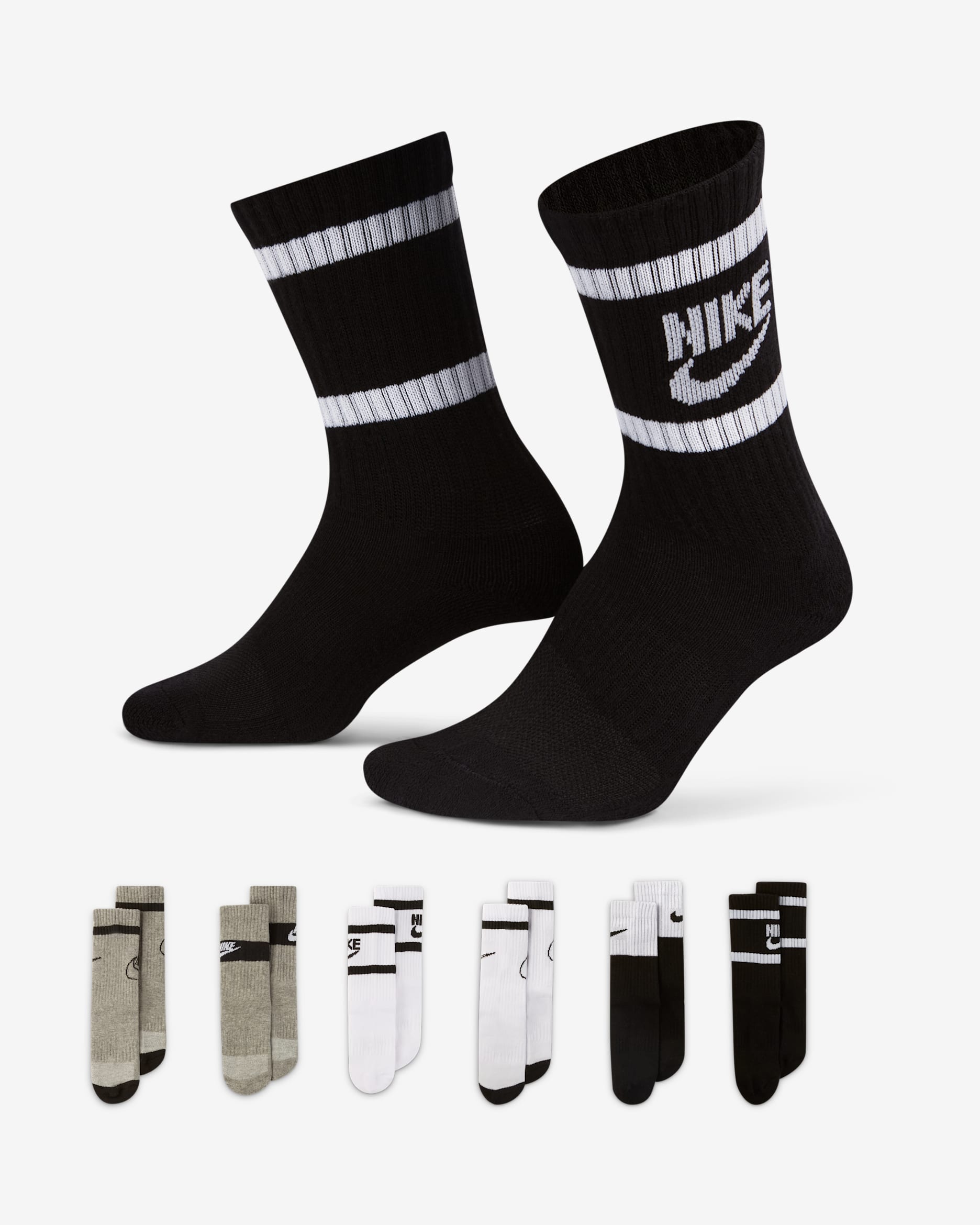 Nike Dri-FIT Little Kids' Retro Crew Socks (6 Pairs) - White