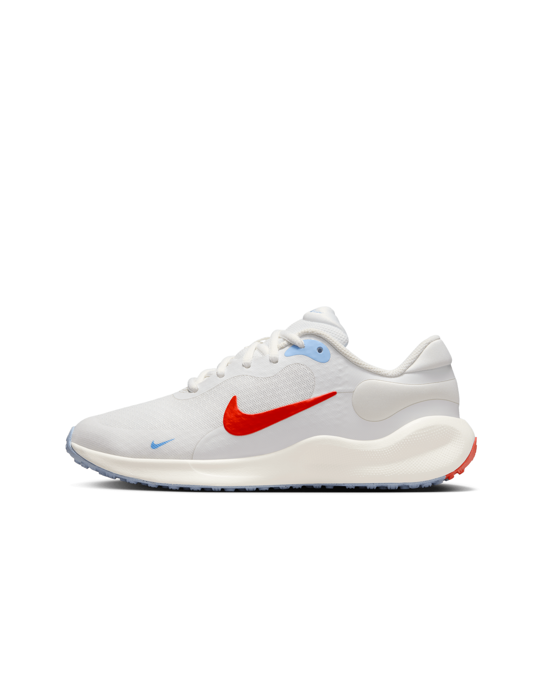 Nike Revolution 7 Big Kids' Road Running Shoes - Summit White/Sail/Psychic Blue/Picante Red