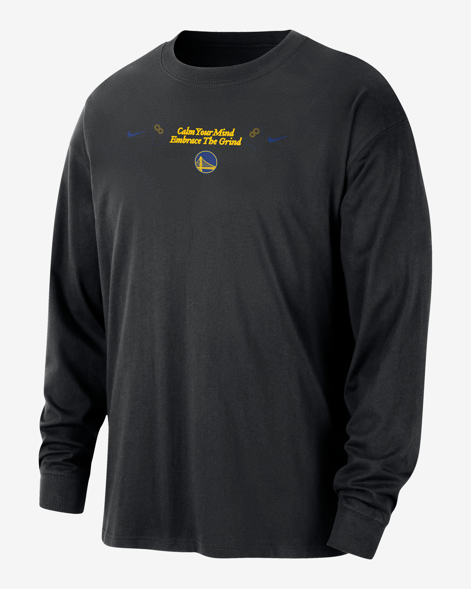 Playera de manga larga Nike de la NBA Max90 para hombre Golden State Warriors Courtside - Negro