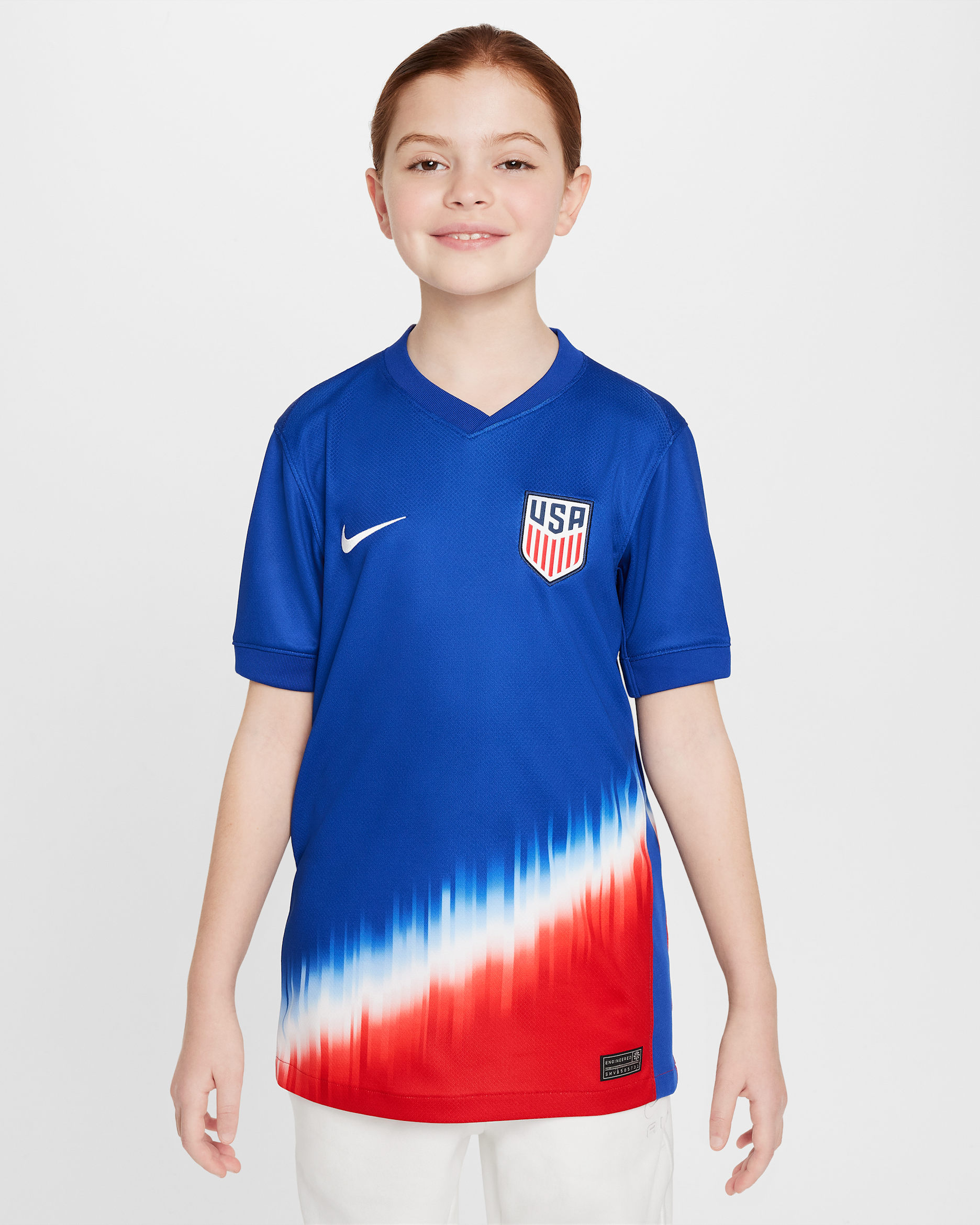 USMNT 2024 Stadium Away Big Kids' Nike Dri-FIT Soccer Replica Jersey - Old Royal/Sport Red/White
