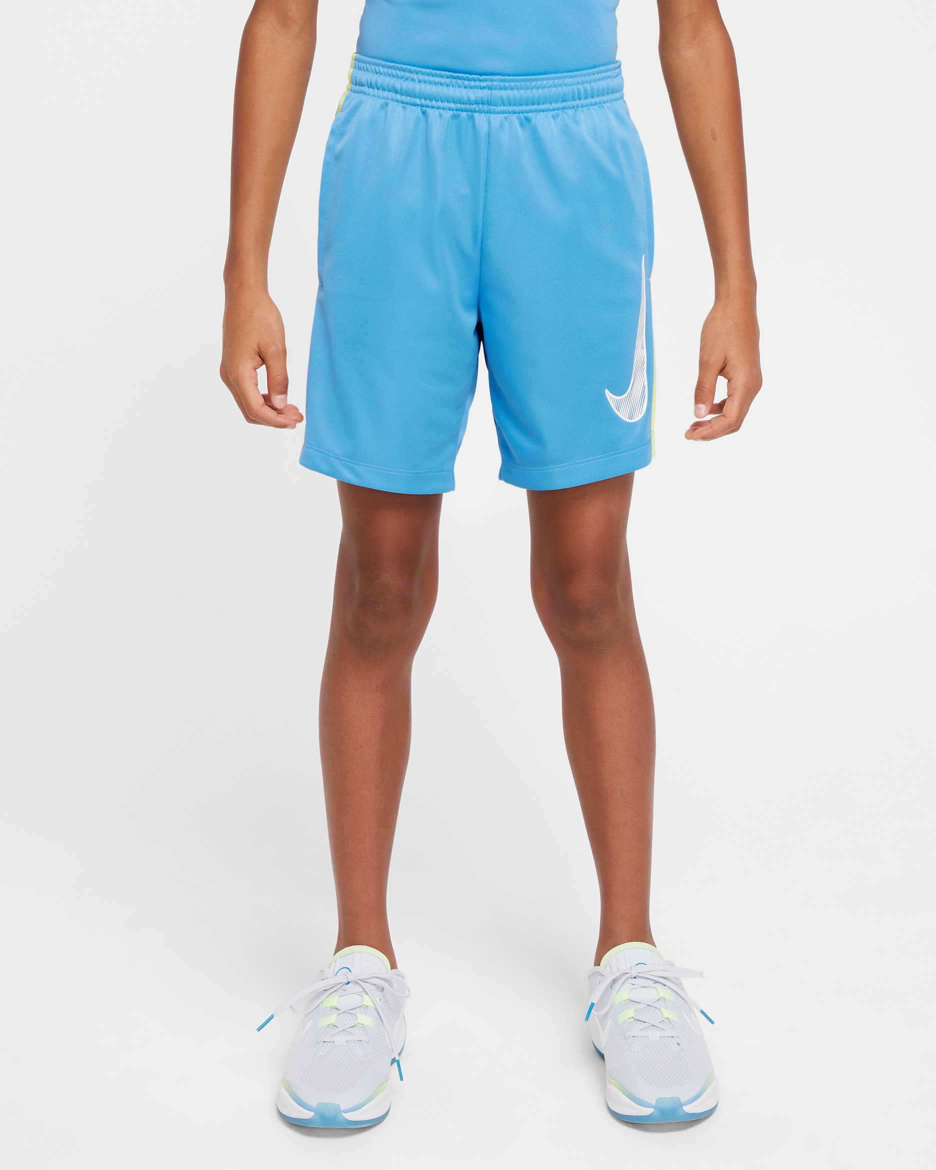 Nike Trophy23 Dri-FIT Genç Çocuk Şortu - Blue Beyond/Light Lemon Twist/Beyaz