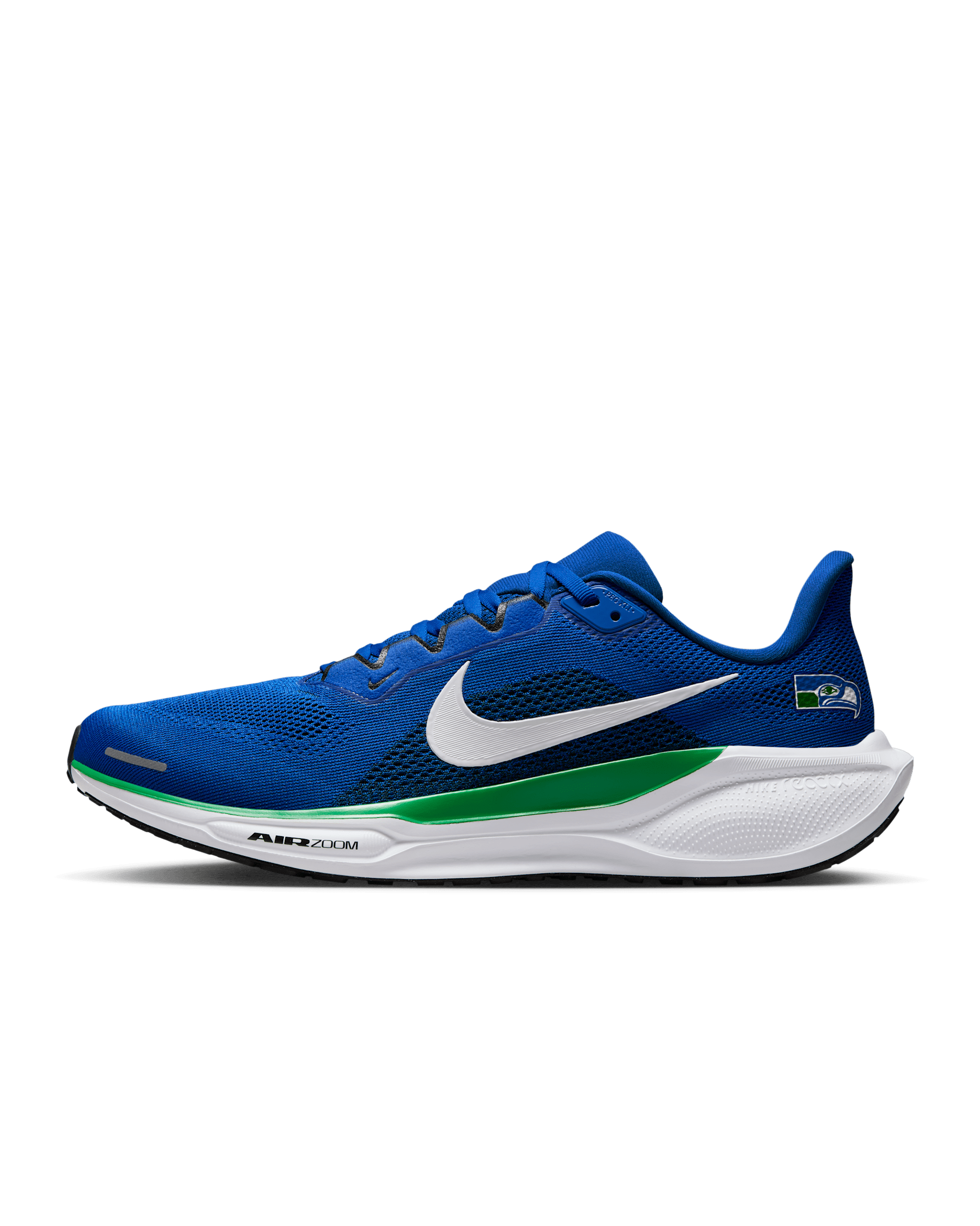 Tenis de correr en pavimento Nike de la NFL para hombre Seattle Seahawks Pegasus 41 - Royal juego/Verde manzana/Blanco