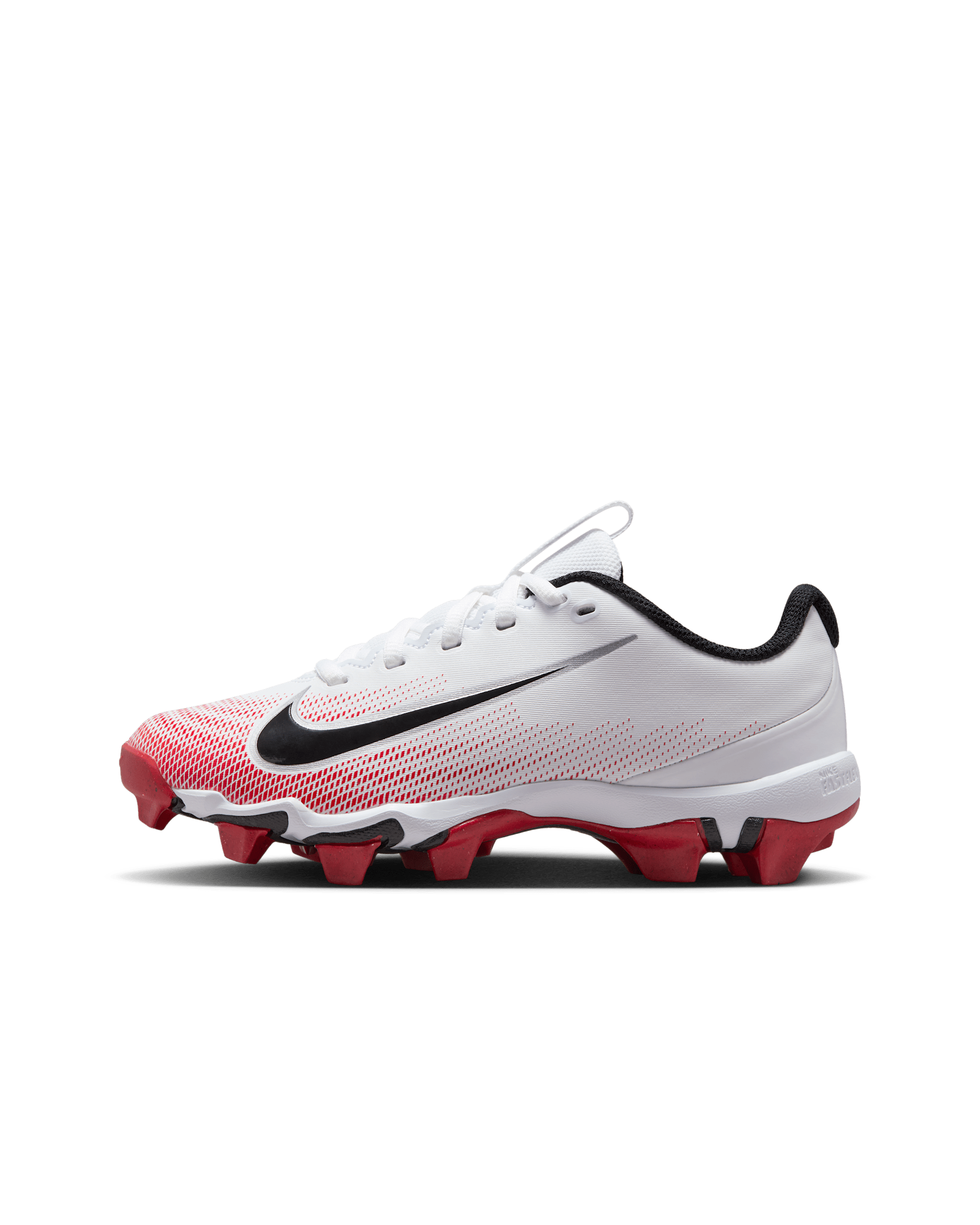 Tacos de fútbol para niños grandes Nike Vapor Shark 3 - Blanco/Rojo universitario/Negro
