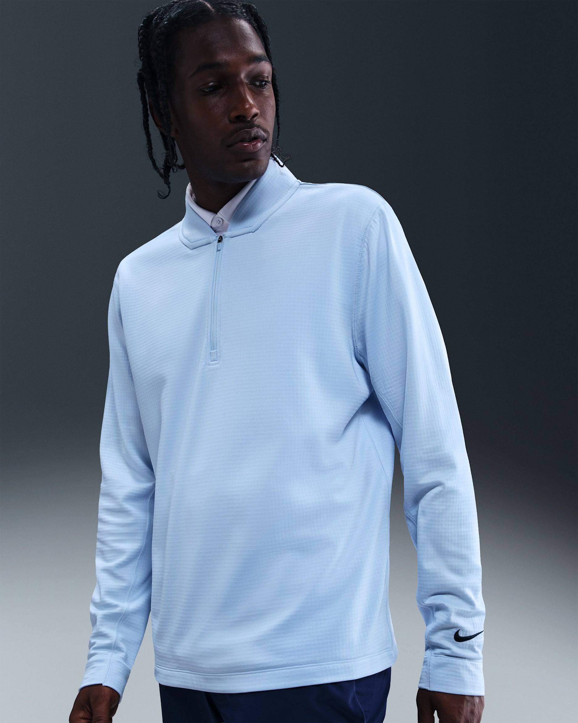 Nike Velocity Men's Therma-FIT 1/2-Zip Golf Top - Hydrogen Blue/Black
