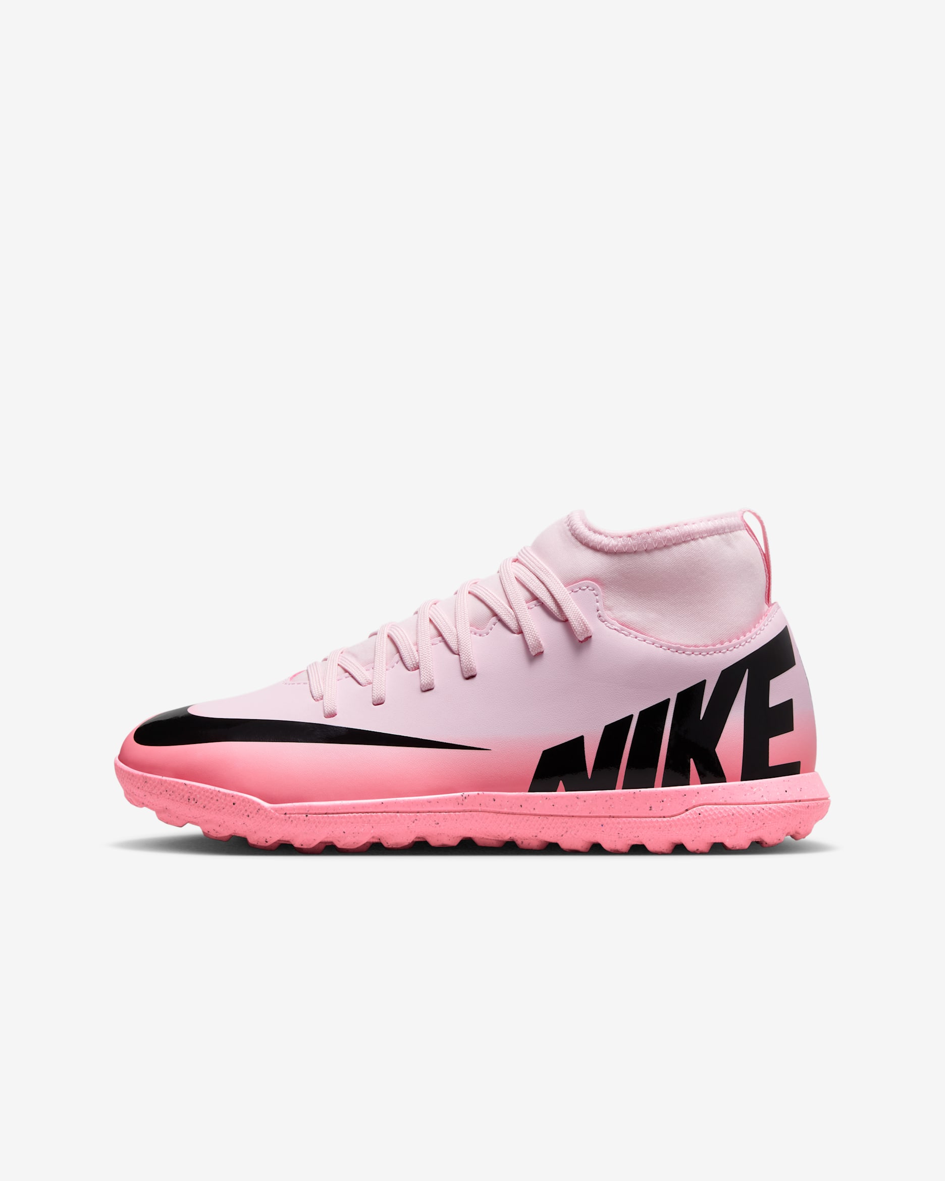 Nike Jr. Mercurial Superfly 9 Club Younger/Older Kids' TF High-Top Football Shoes - Pink Foam/Black