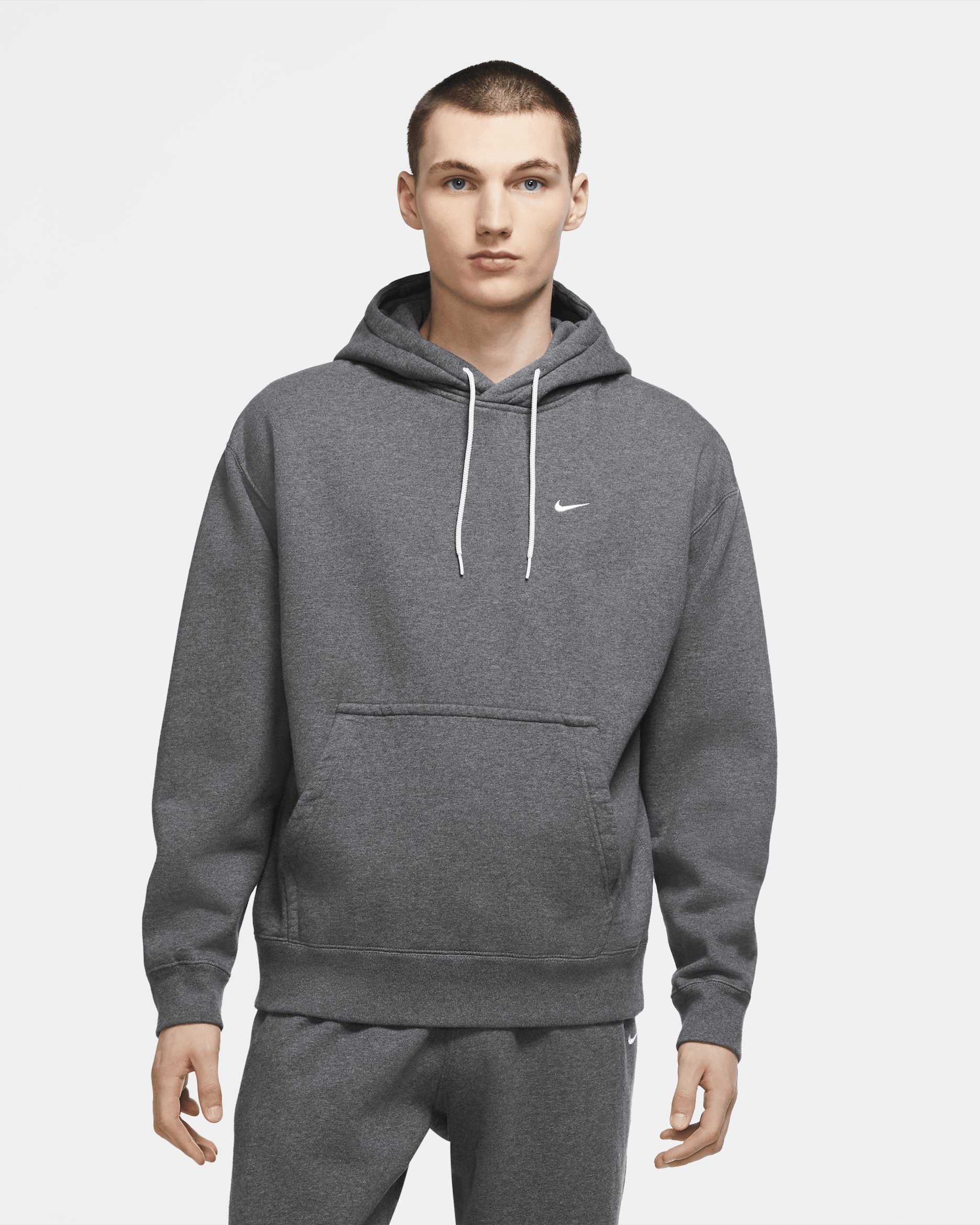 NikeLab Men's Washed Hoodie - Charcoal Heather/White