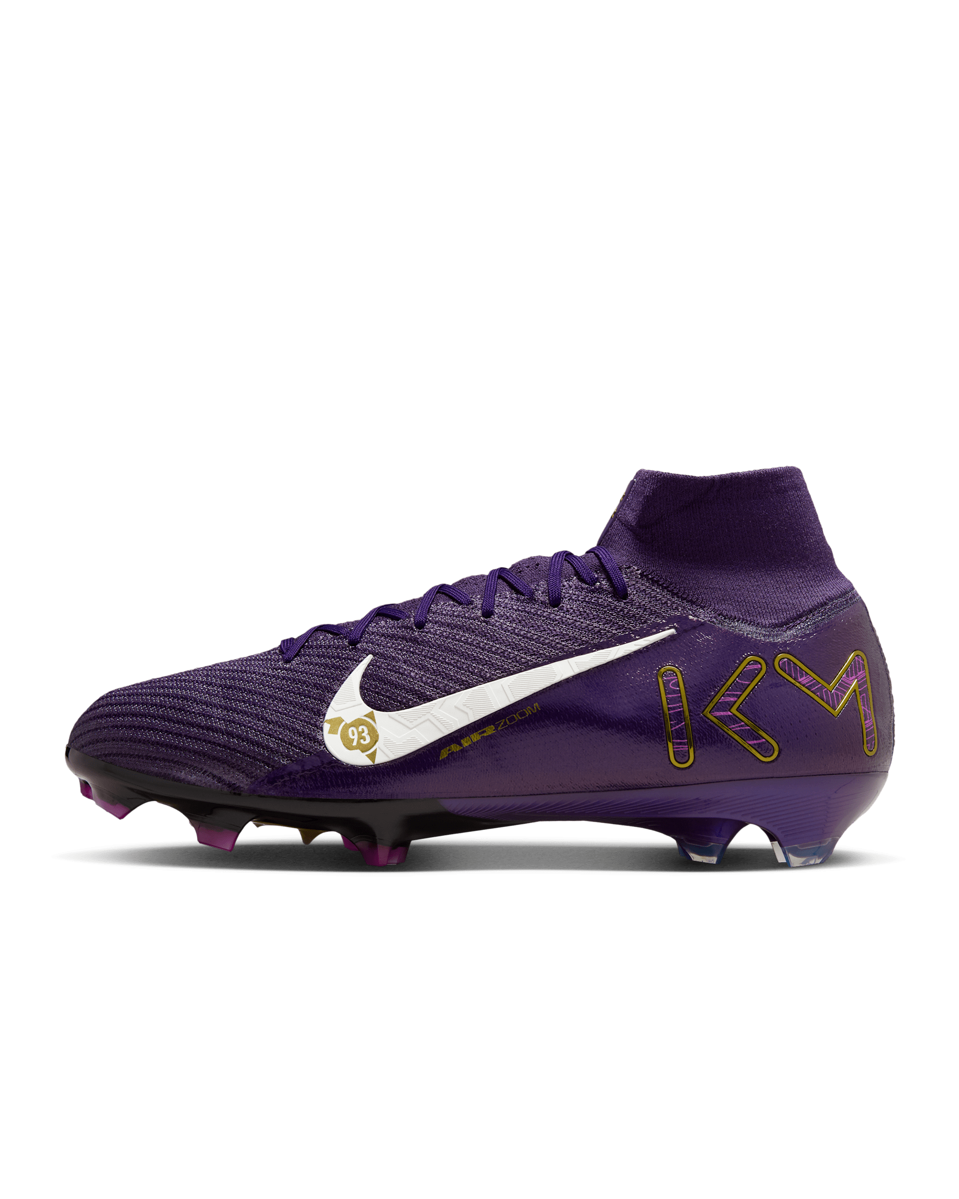 รองเท้าสตั๊ดฟุตบอลหุ้มข้อสูงสำหรับพื้นสนามทั่วไป Nike Mercurial Superfly 10 Elite "Kylian Mbappé" - Grand Purple/Pale Ivory