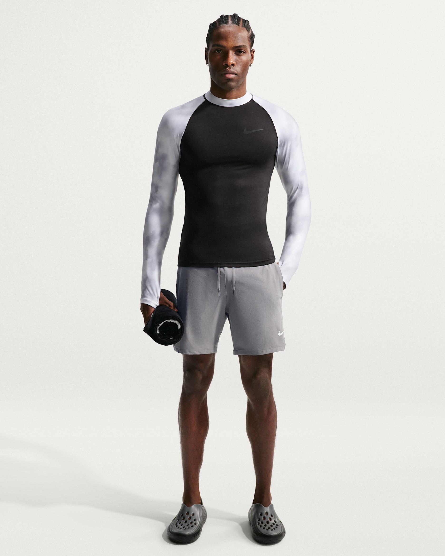 Shorts de playa o alberca con forro de ropa interior de 18 cm para hombre Nike Swim Contend - Gris azulado/Gris lobo/Gris azulado/Blanco