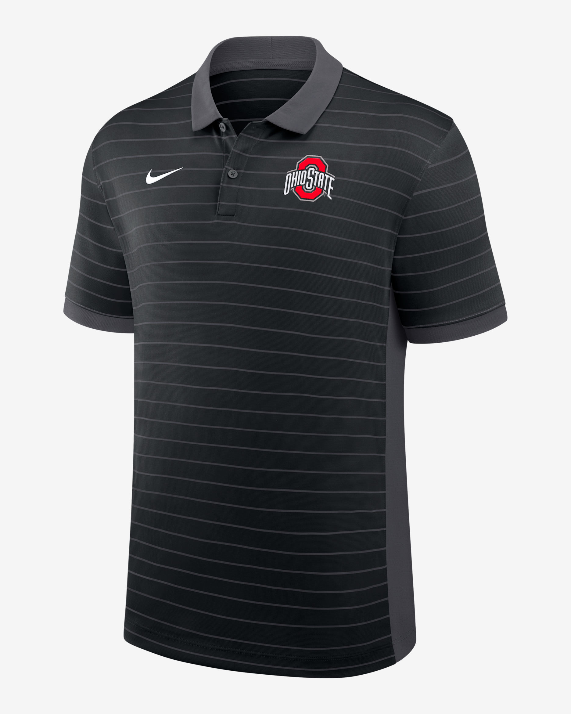 Polo universitario Nike Dri-FIT para hombre Ohio State Sideline Victory Stripe - Negro