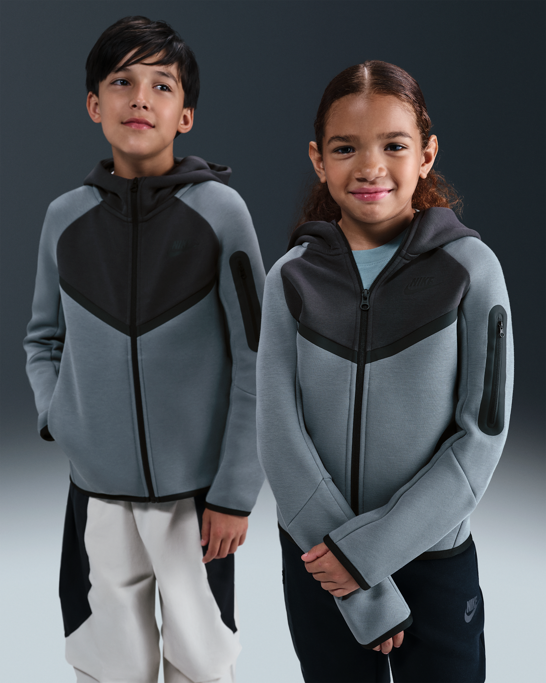 Nike Sportswear Tech Fleece Older Kids' Full-Zip Hoodie - Anthracite/Cool Grey/Black/Volt