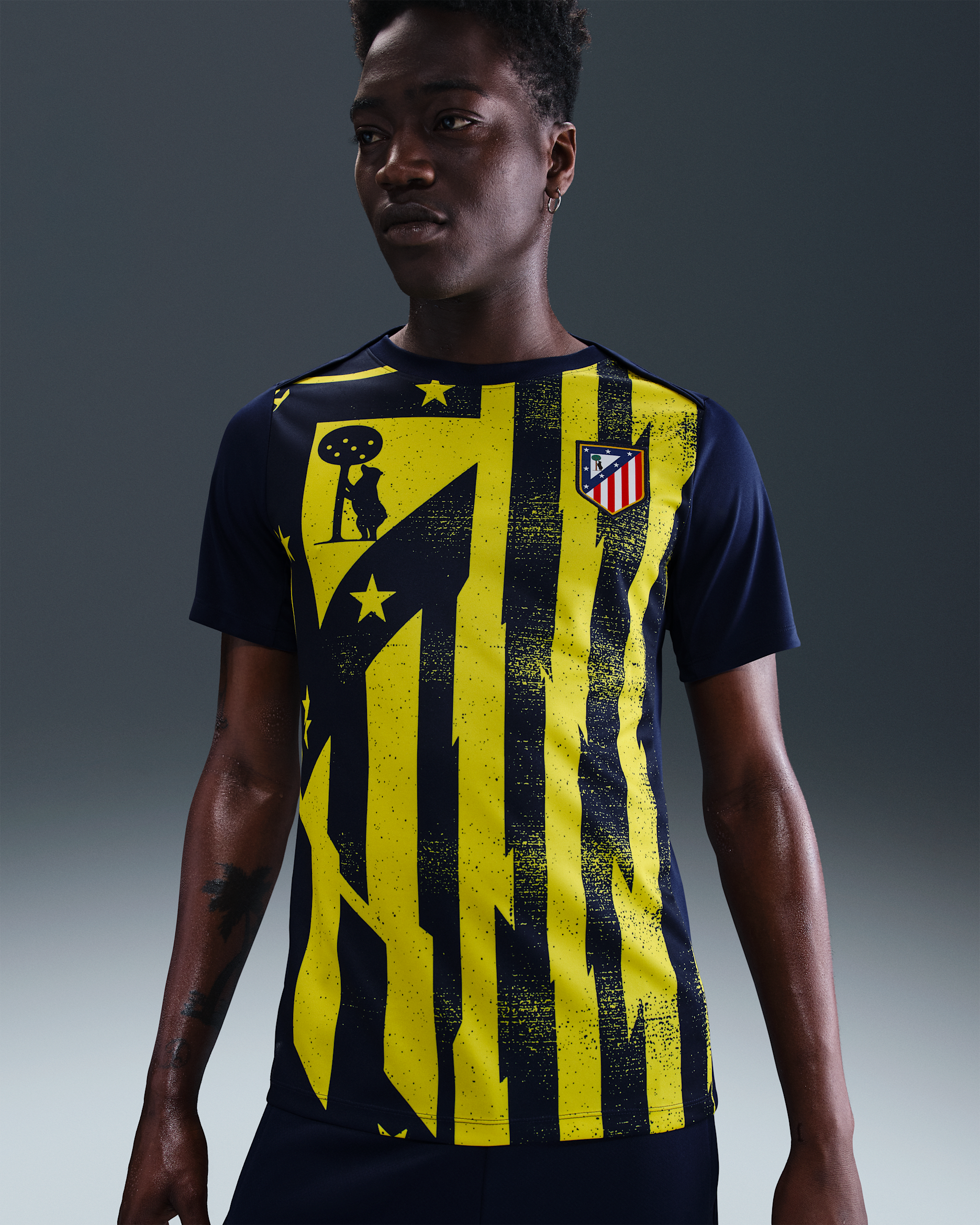 Atlético Madrid Academy Pro Away Men's Nike Dri-FIT Football Pre-Match Short-Sleeve Top - Binary Blue/Vibrant Yellow