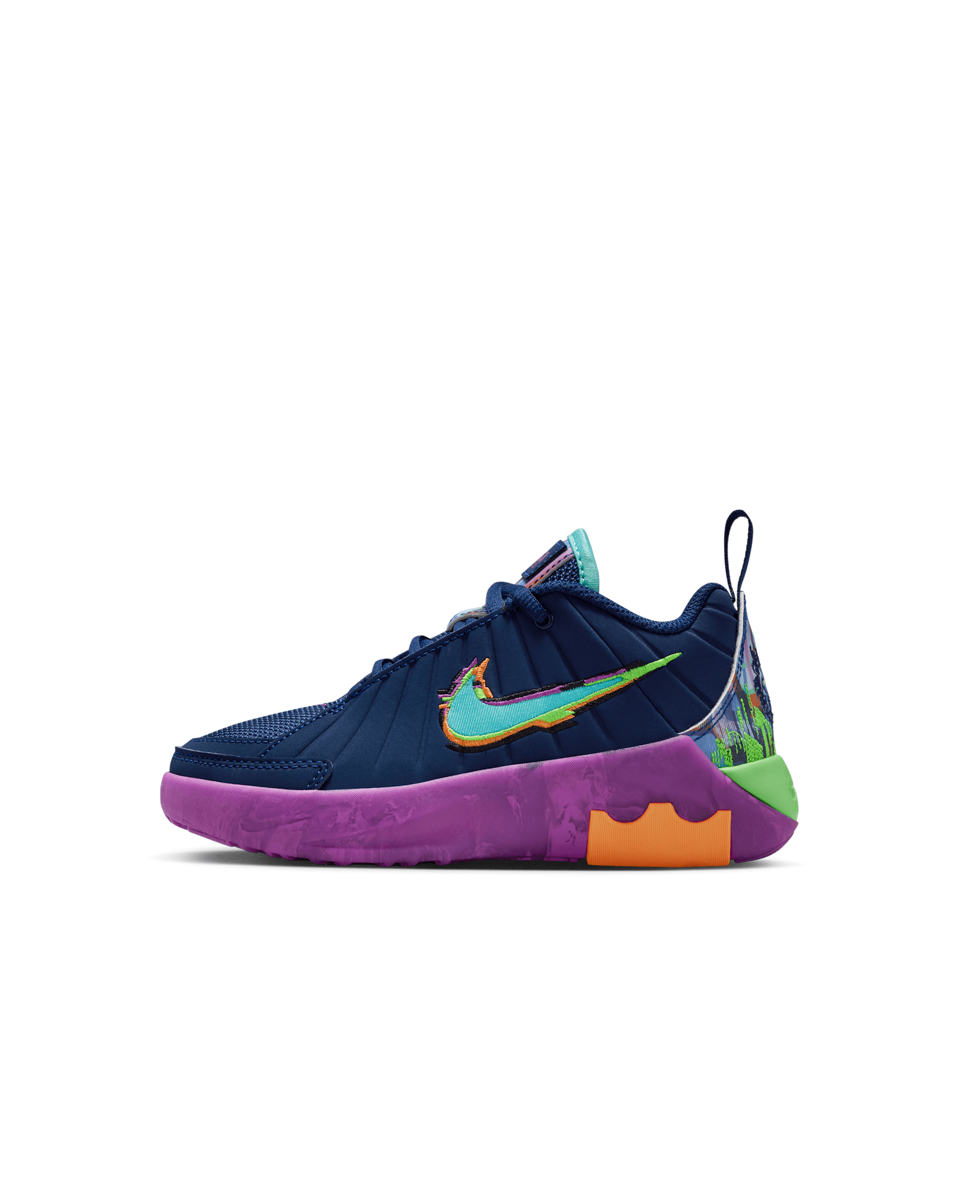 LeBron Witness 9 Little Kids' Basketball Shoes - Blue Void/Vivid Purple/Green Strike/Bleached Turquoise
