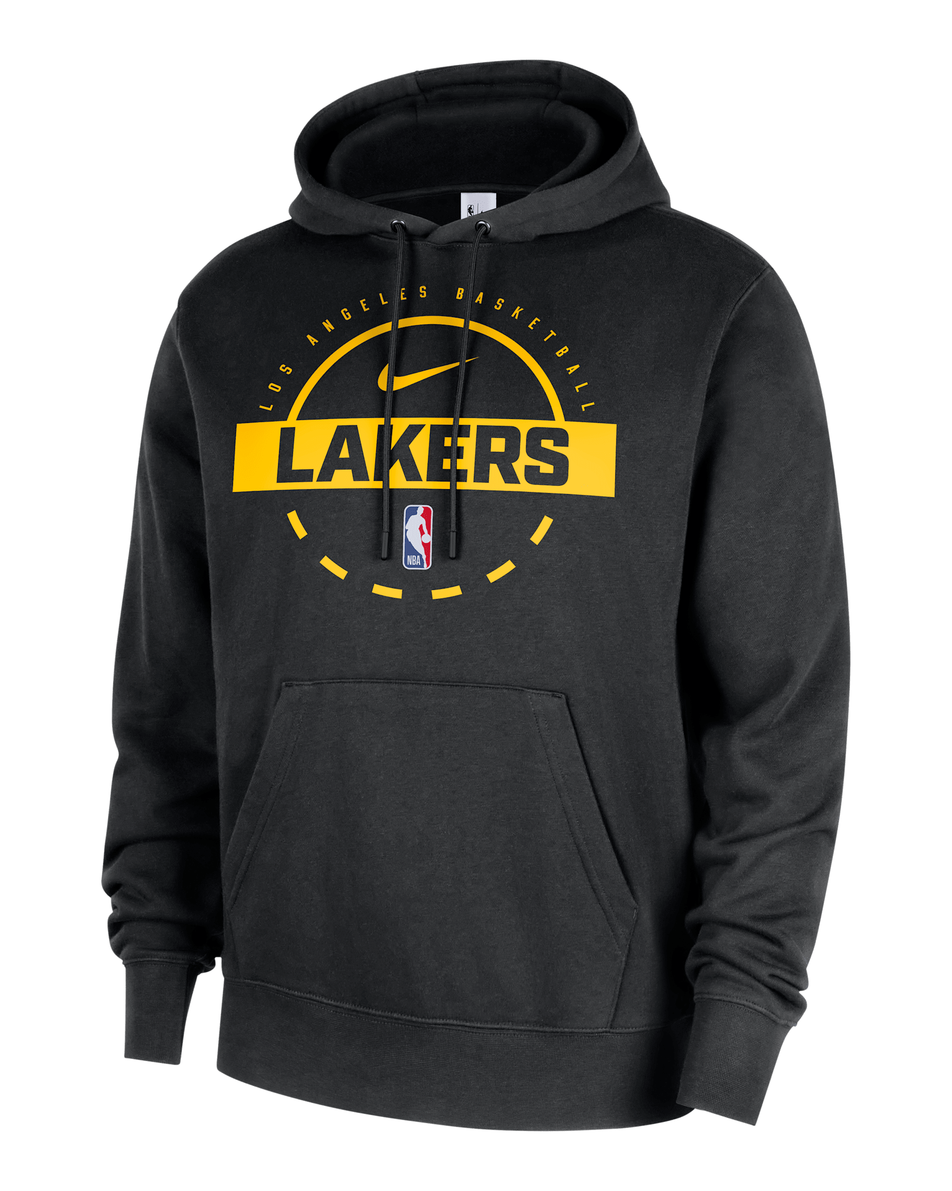 Los Angeles Lakers Club Men's Nike NBA Practice Pullover Hoodie - Black/Amarillo