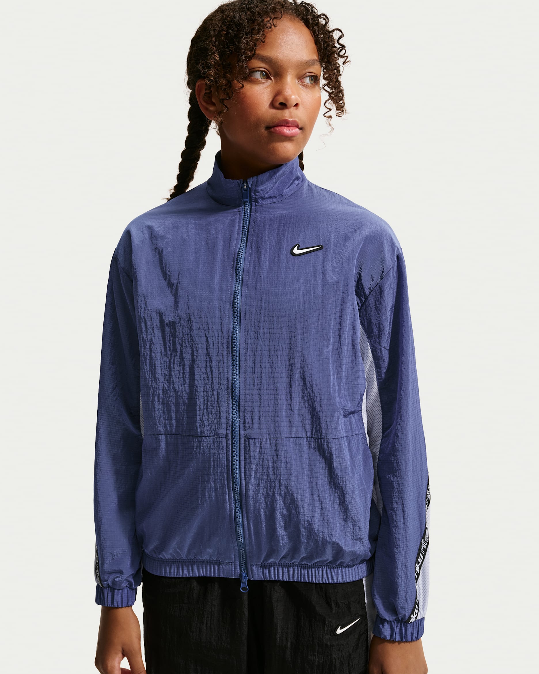 Nike Sportswear Older Kids' (Girls') Woven Jacket - Mystic Navy/Ghost/Mystic Navy/White
