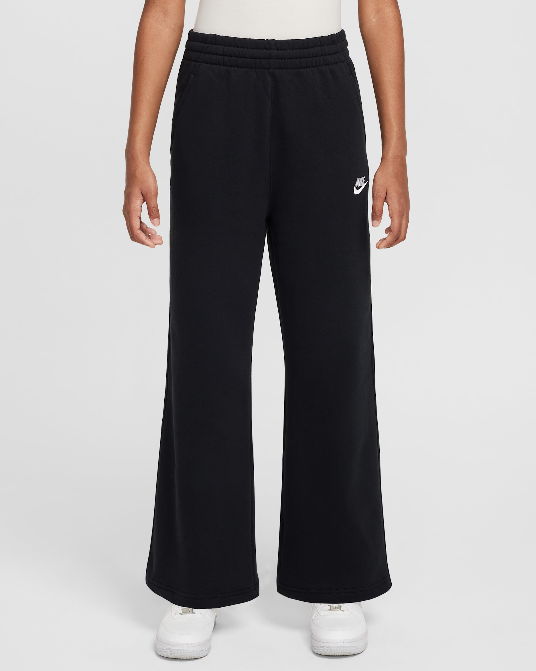 Nike Sportswear Club Fleece Girls' Wide-Leg Pants - Black/Black/White