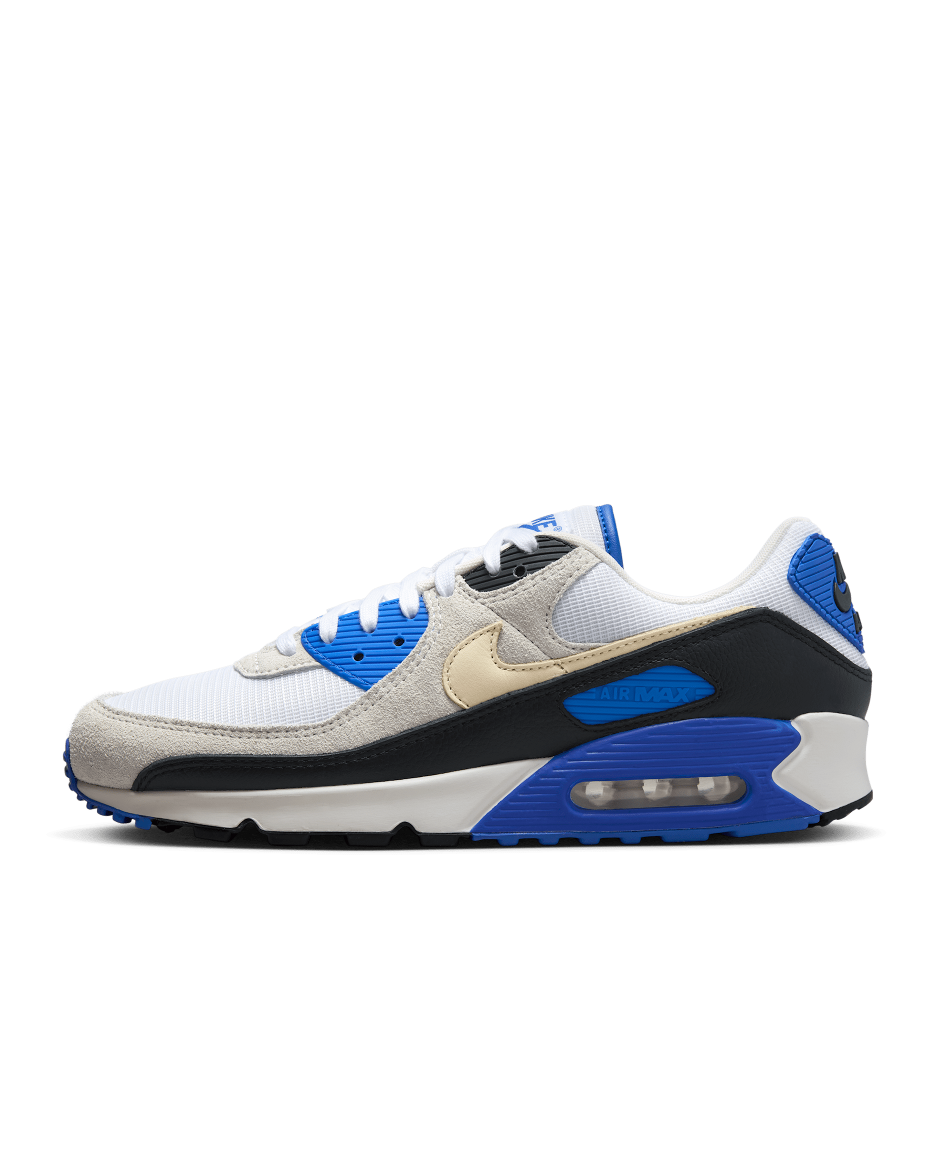 Nike Air Max 90 Premium Men's Shoes - White/Racer Blue/Black/Khaki