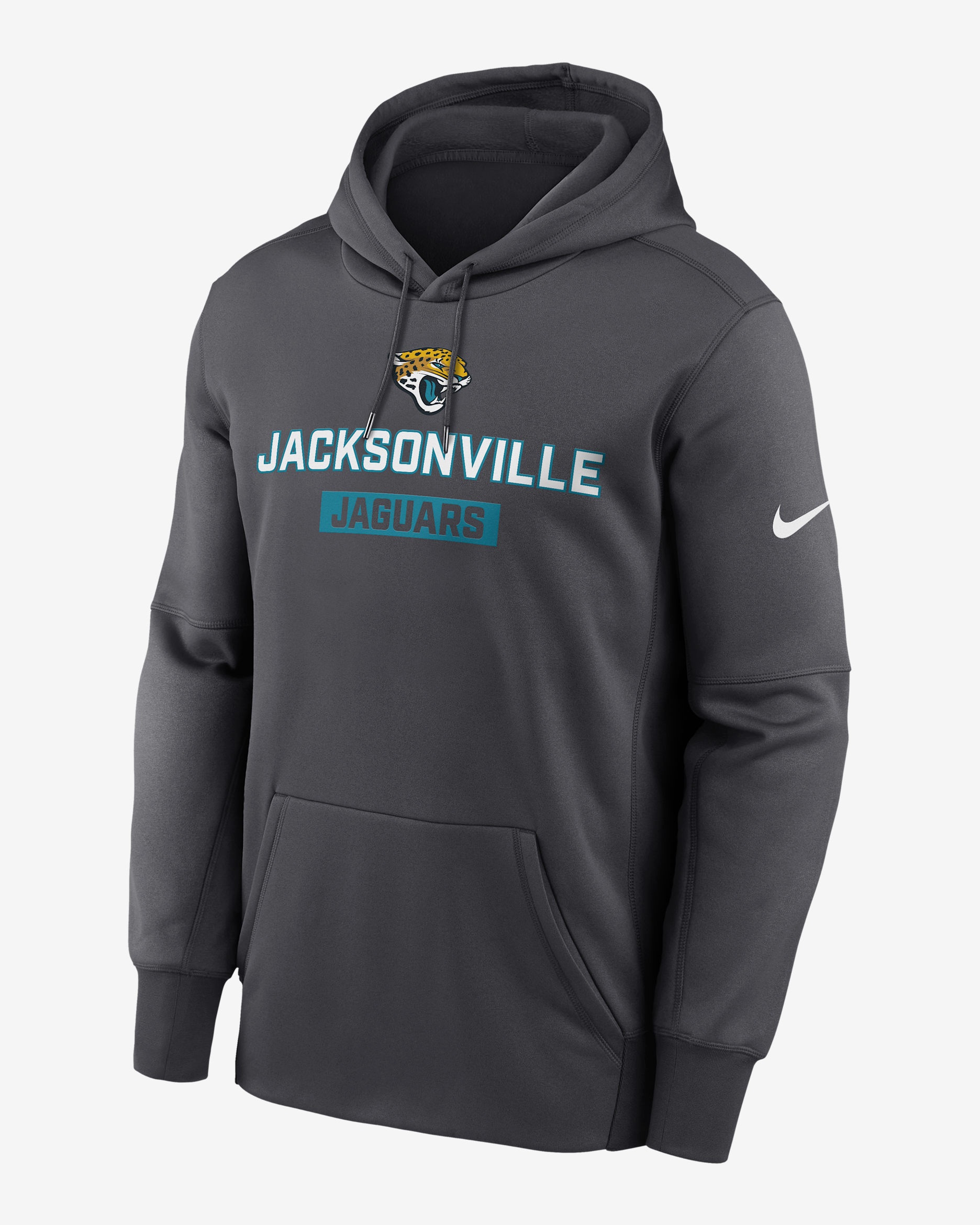 Jacksonville Jaguars Toss Sweep Men’s Nike Therma NFL Pullover Hoodie - Anthracite
