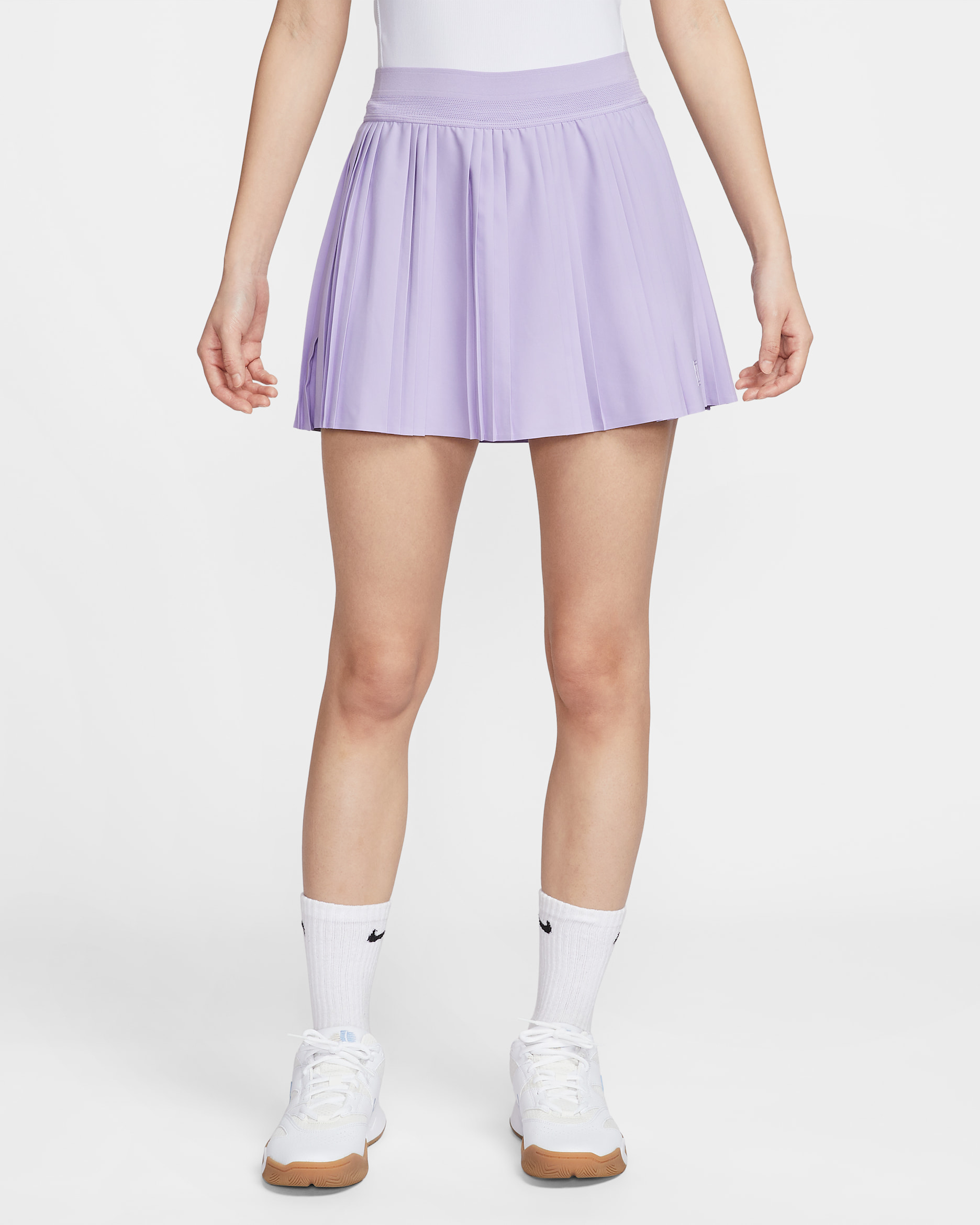 美品ナイキテニスウェアスカートスコートプリーツ 超美品NIKE ナイキ スコート テニス スカート サイドプリーツ　グレー　バドミントン　テニス　硬式テニス　軟式テニス　レディースM