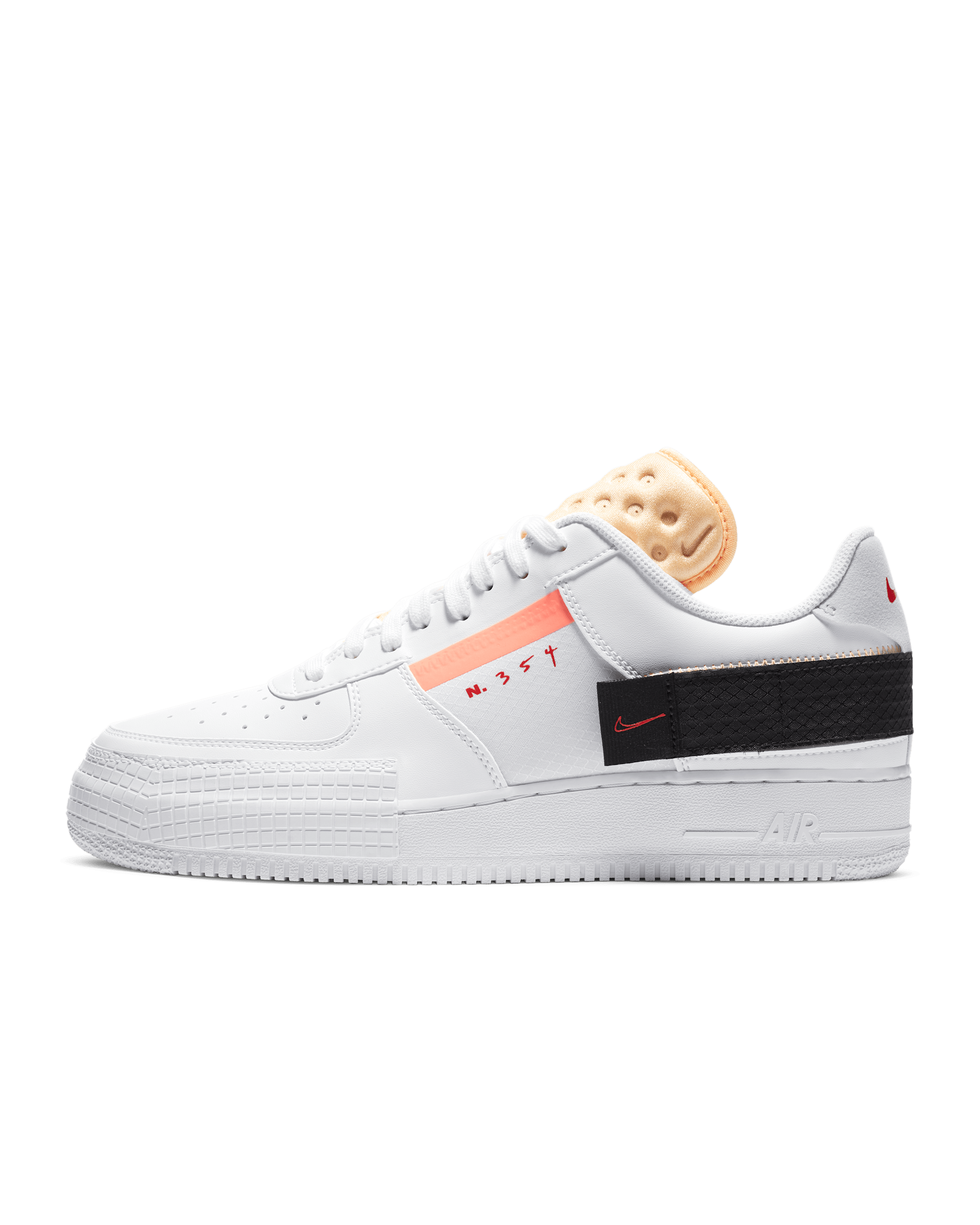 Nike AF1-Type Men's Shoe - White/Black/Melon Tint/Habanero Red